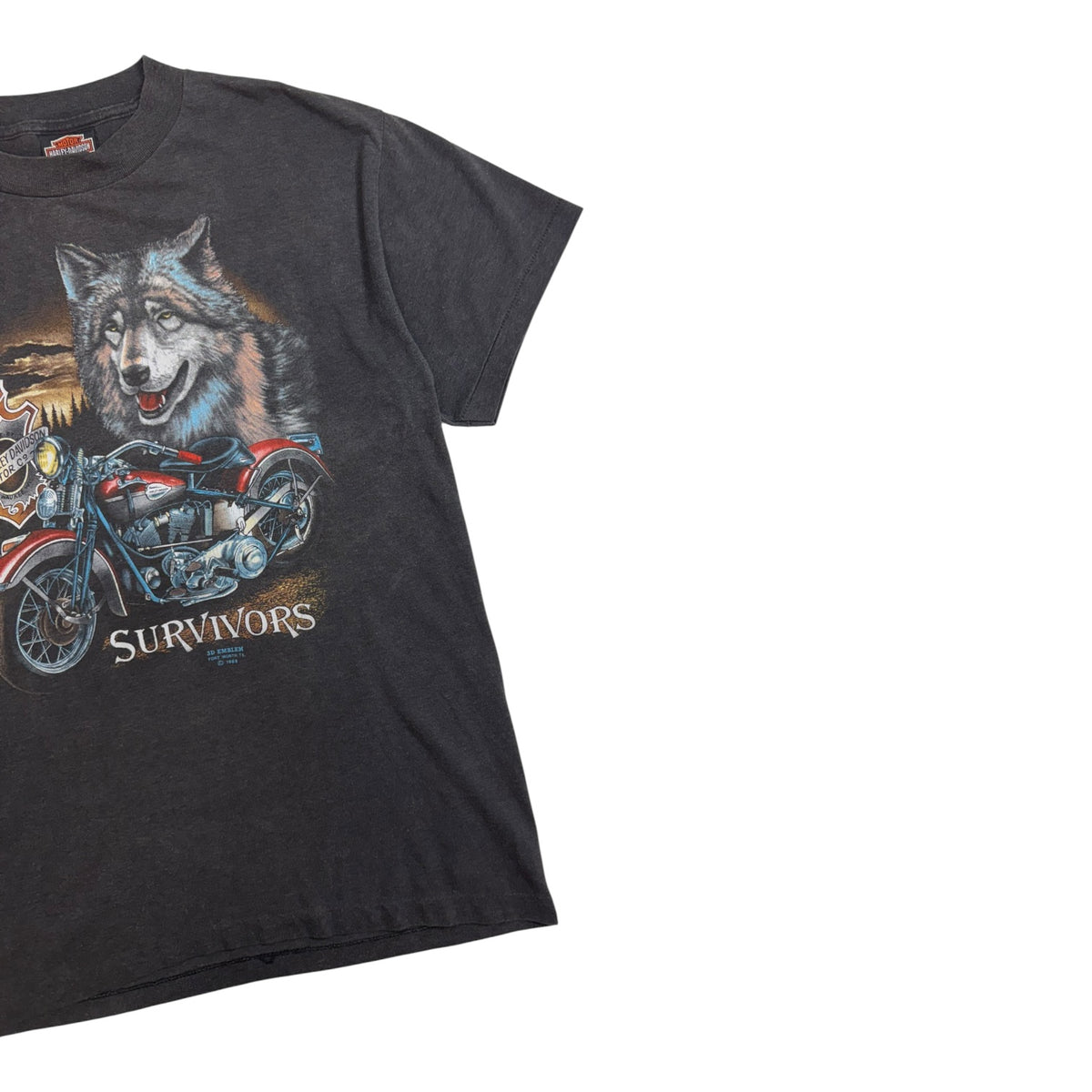 Harley Davidson 1989 3D Emblem Wolf T-Shirt Grey