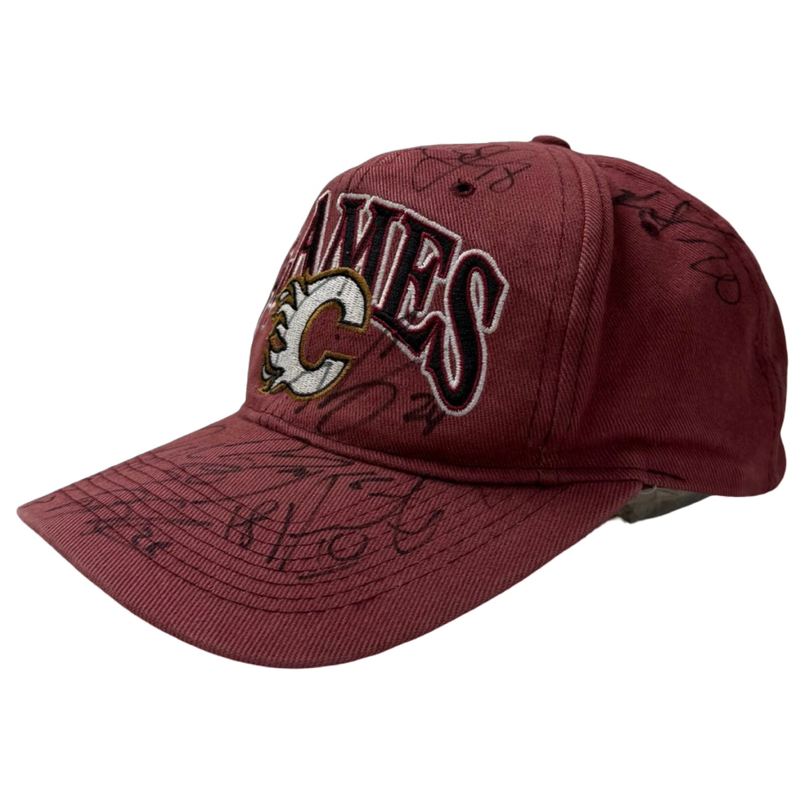Vintage Starter Calgary Flames Signed Velcro Strap Back Hat