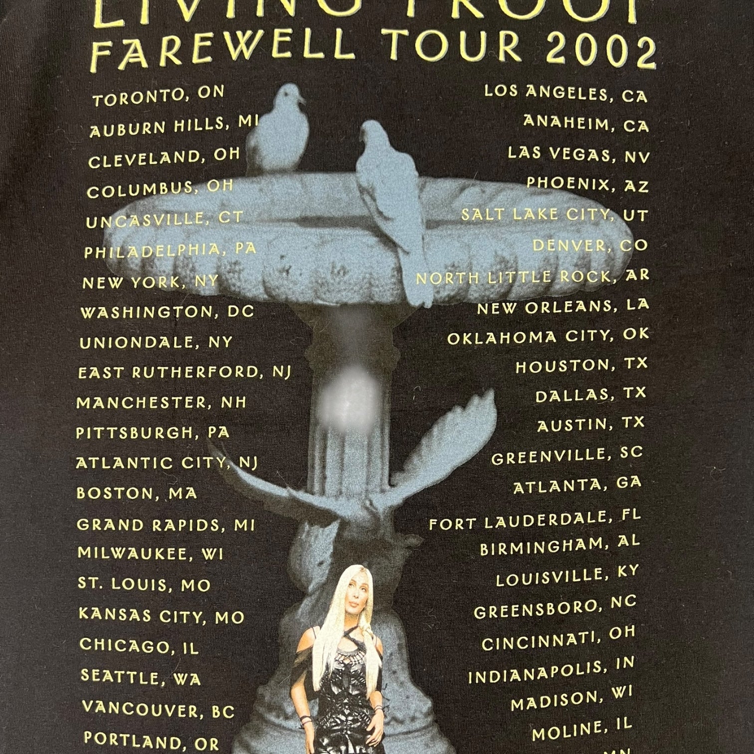 Vintage 2002 Cher Living Proof Farewell Tour T-Shirt Black