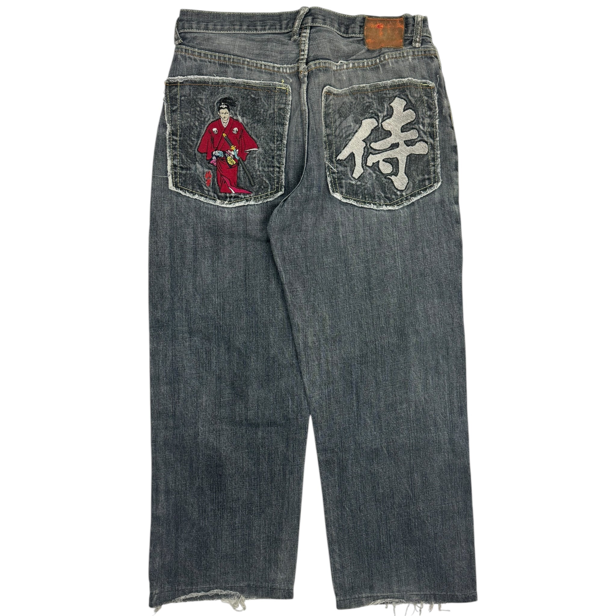 Vintage Y2K Samurai Embroidered Denim Pants