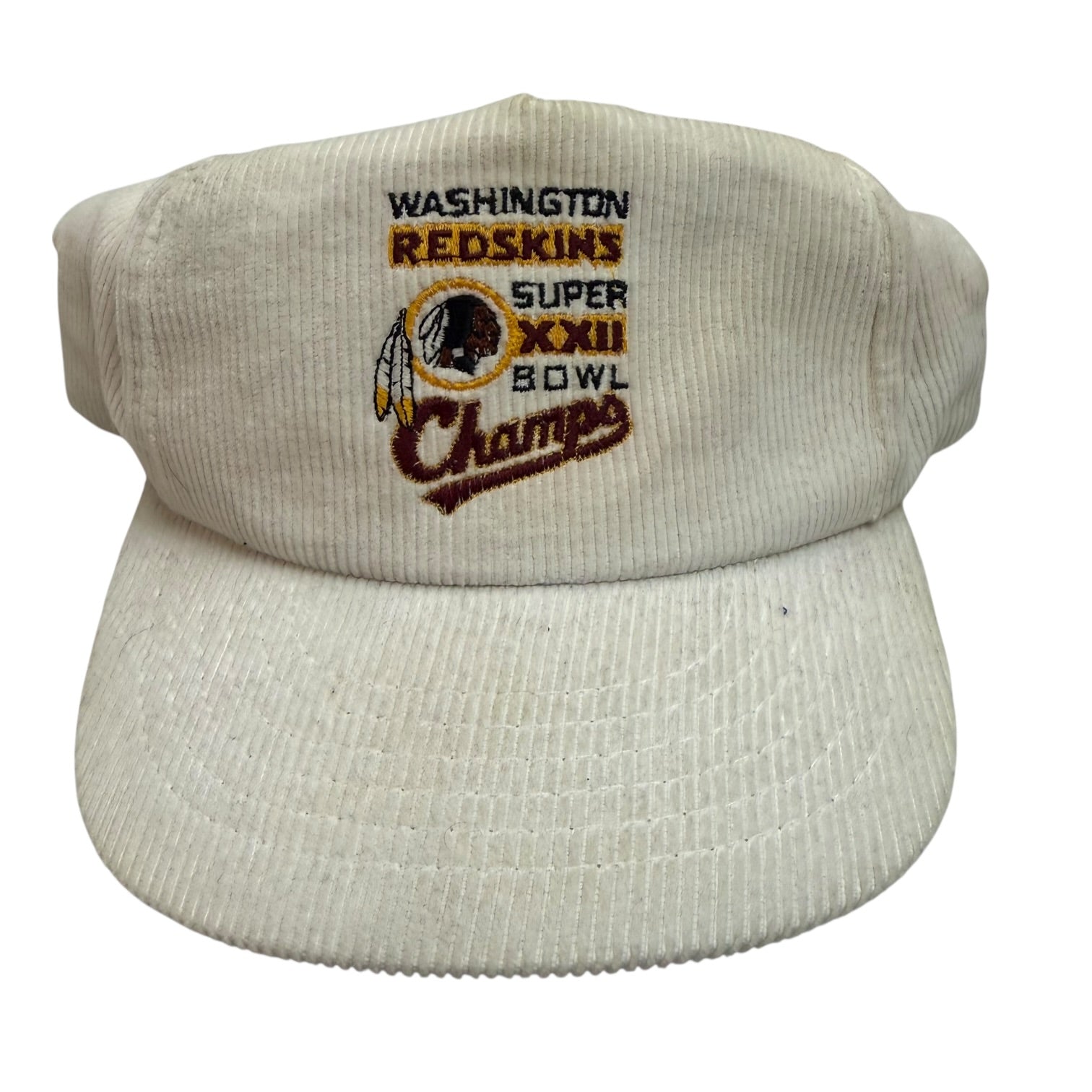 Vintage Washington Redskins Super Bowl XXII Champs Corduroy Hat White