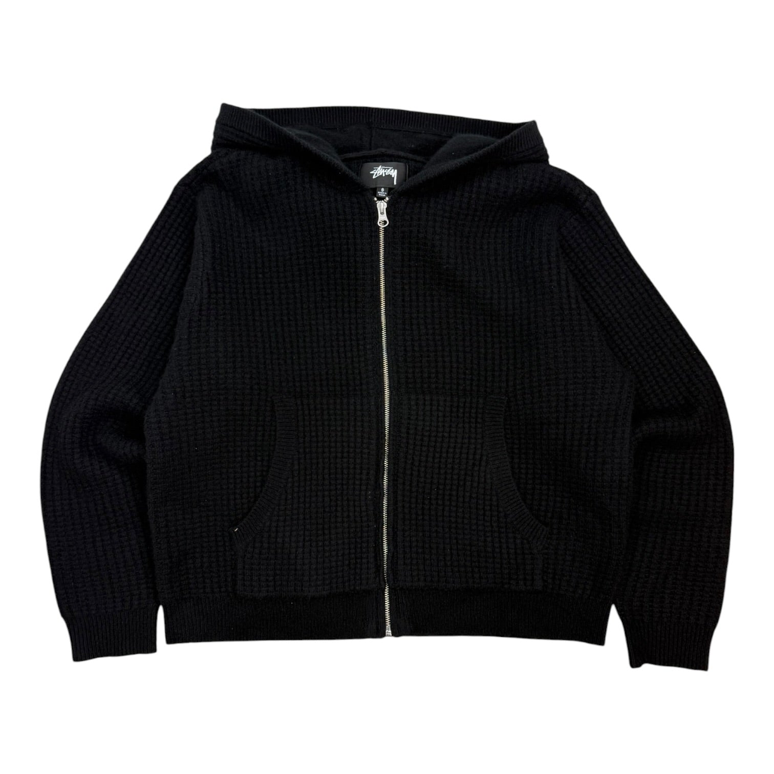 Stussy Waffle Cashmere Zip Up Sweater Black