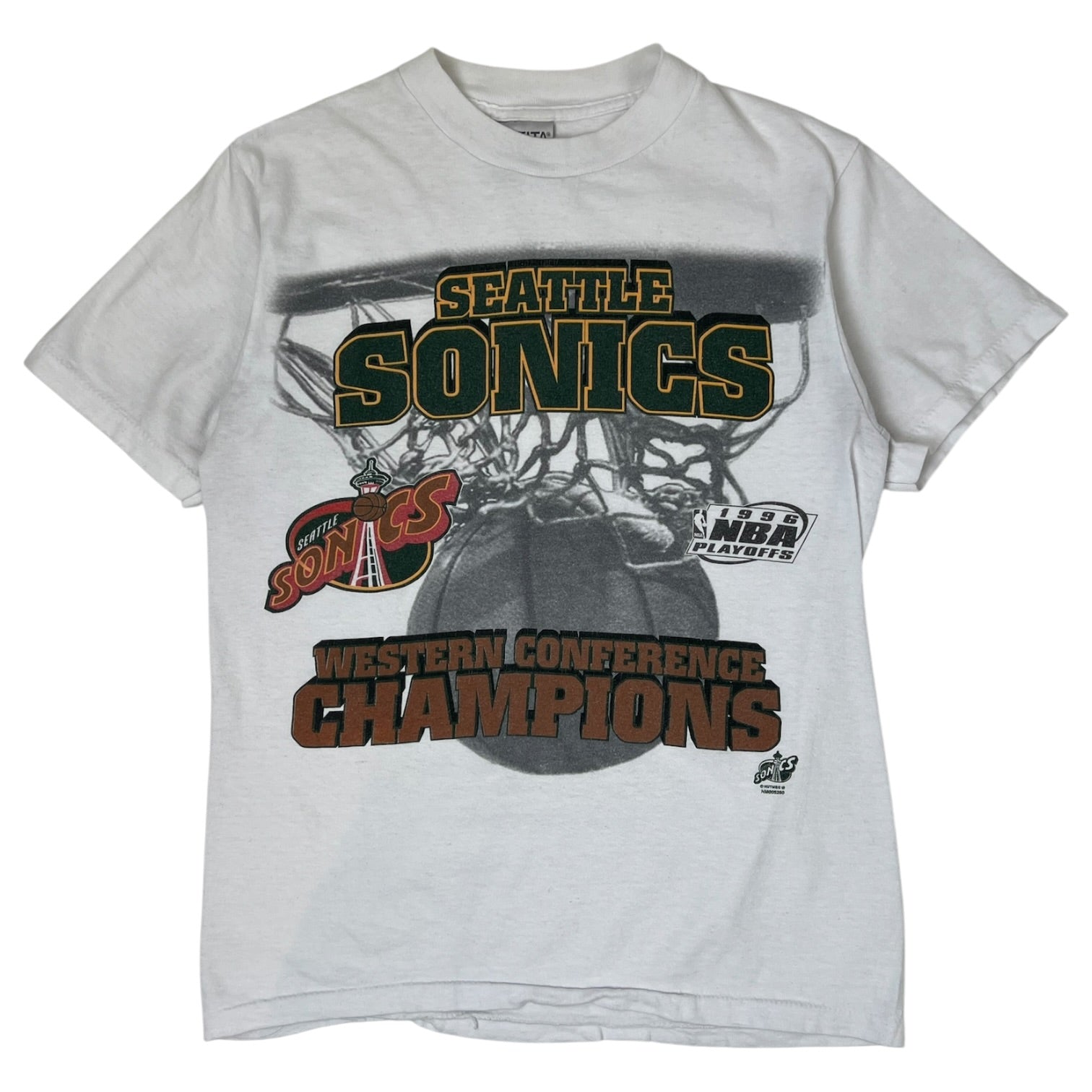 Vintage 1996 Western Conference Champions Seattle Supersonics T-Shirt White