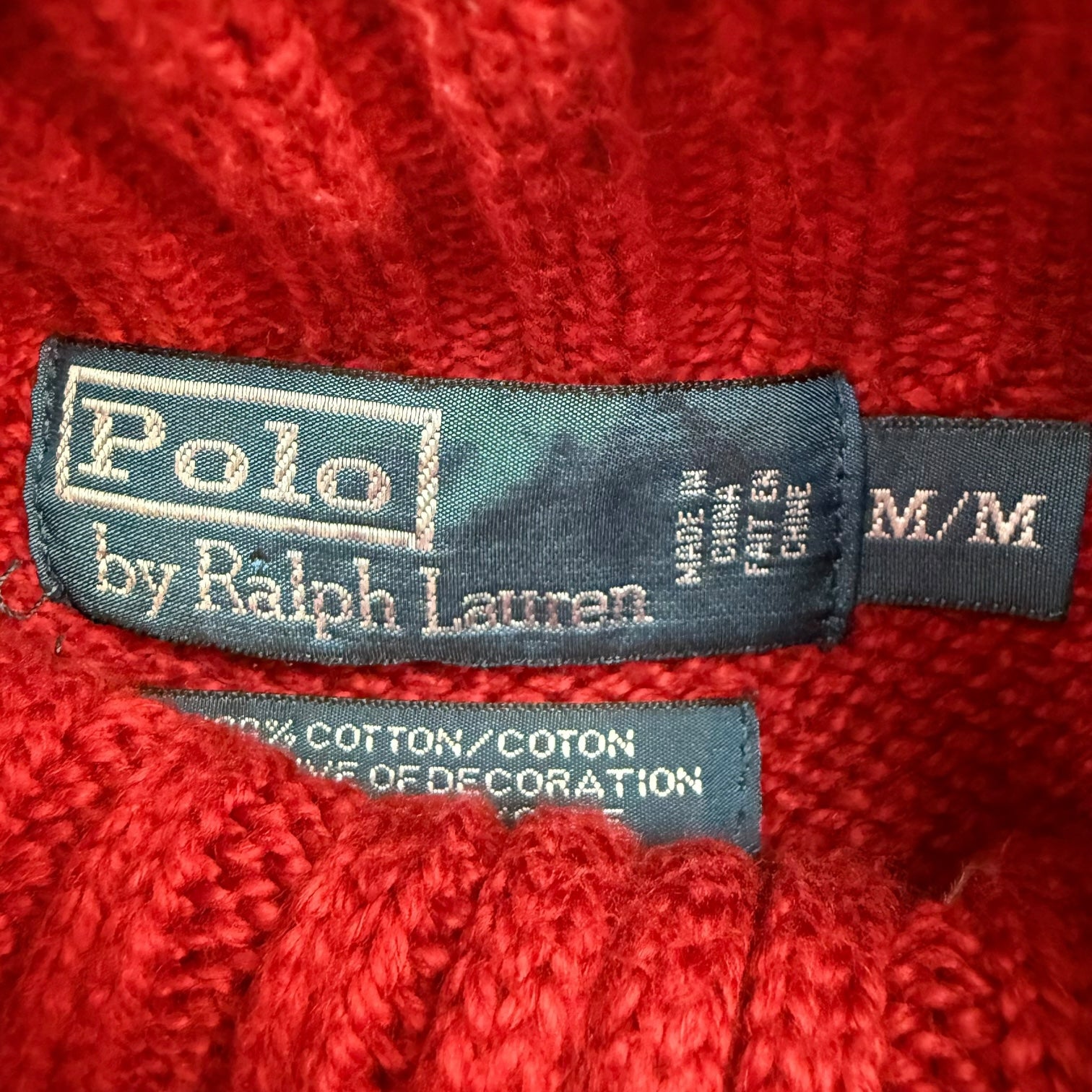 Vintage Polo Ralph Lauren Quarter Zip Knit Sweater Red