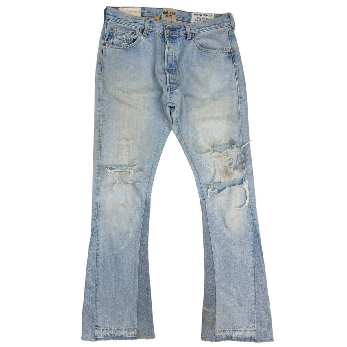 Gallery Dept. Distressed Flared Light Wash Jeans Blue