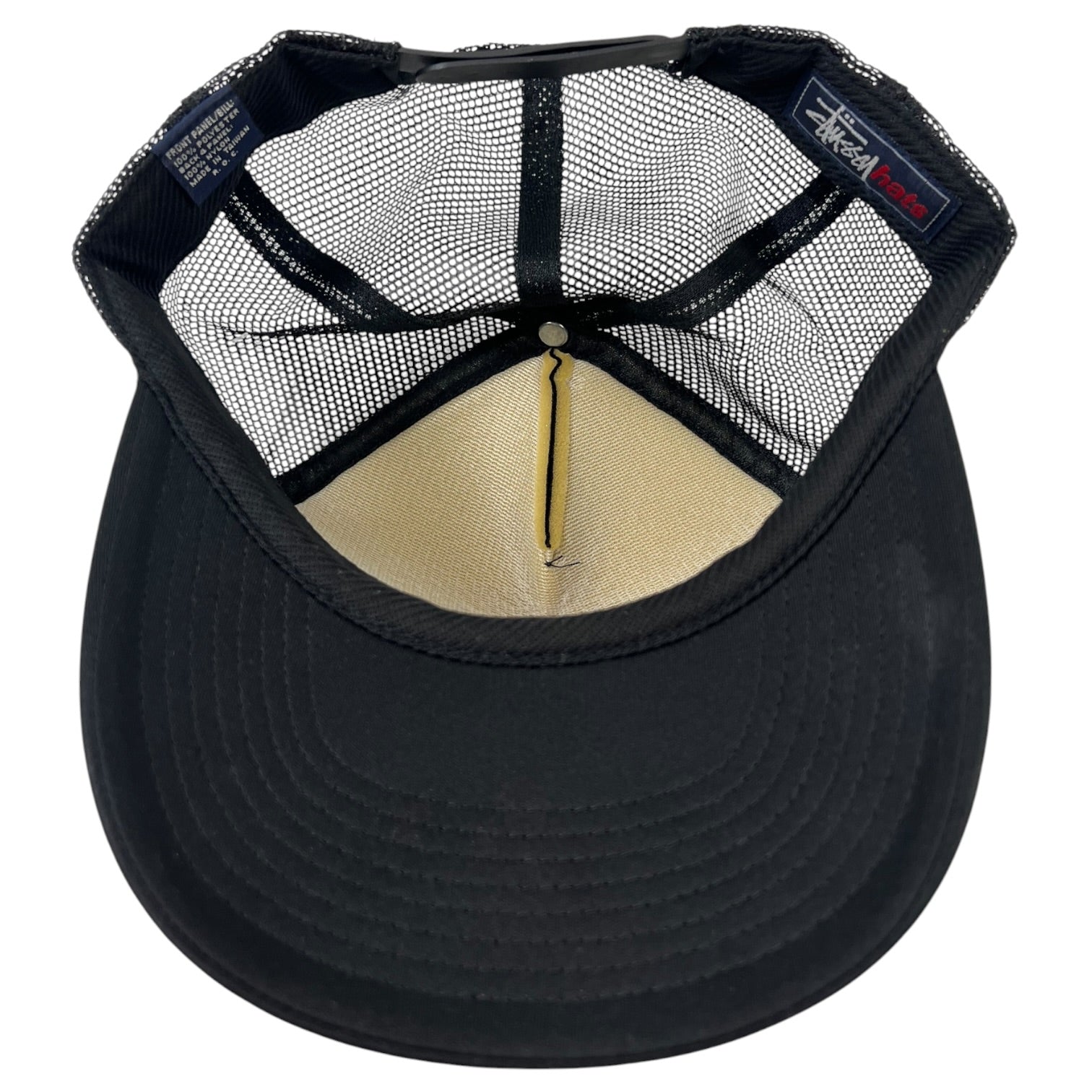 Vintage Stussy Velcro Logo Trucker Hat Black