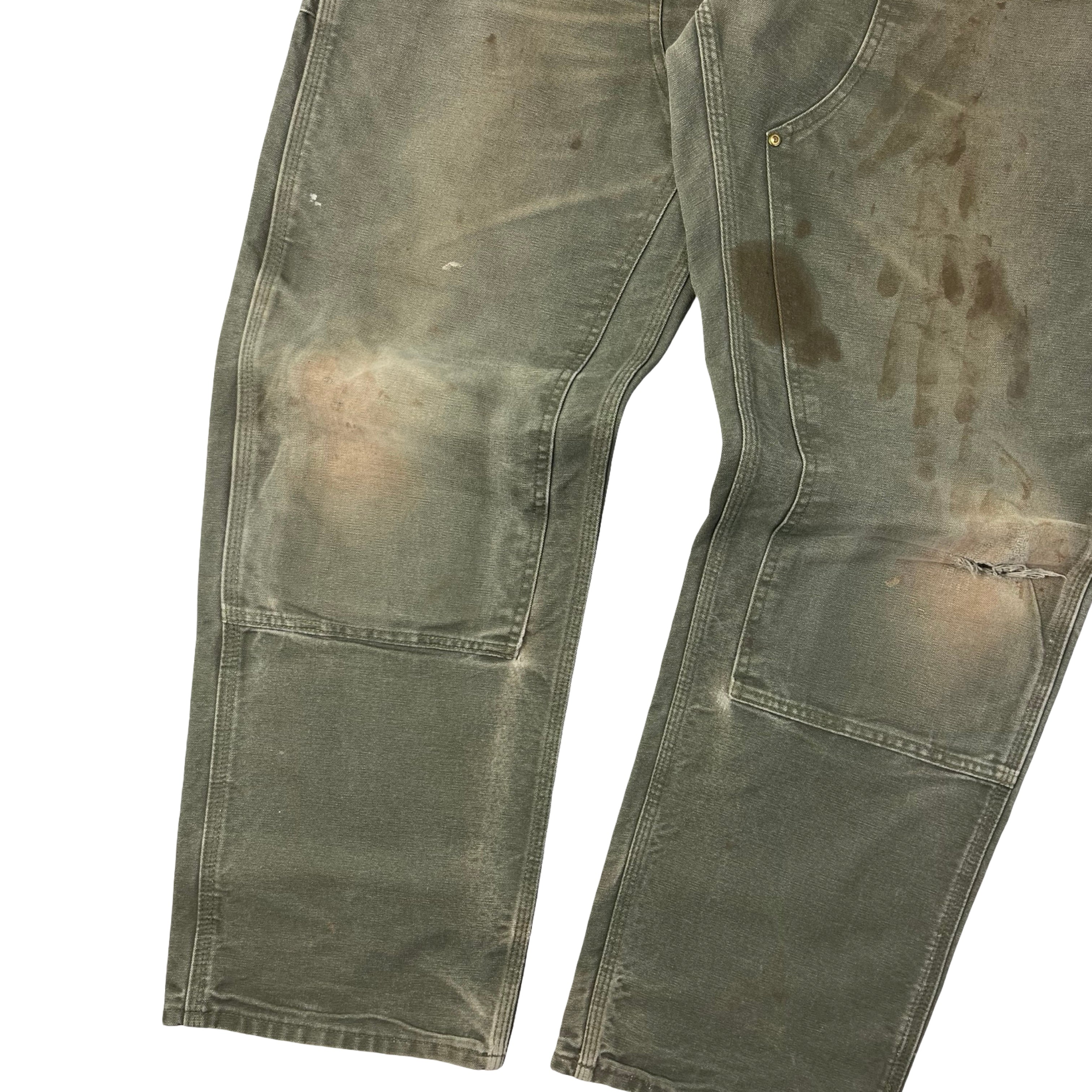 Vintage Carhartt Double Knee Carpenter Pants Faded Olive