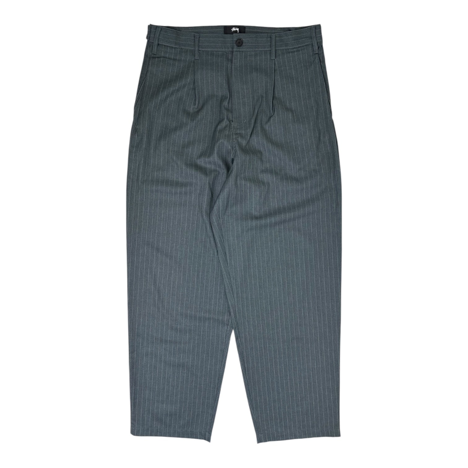 Stussy Striped Volume Pleated Trousers Grey