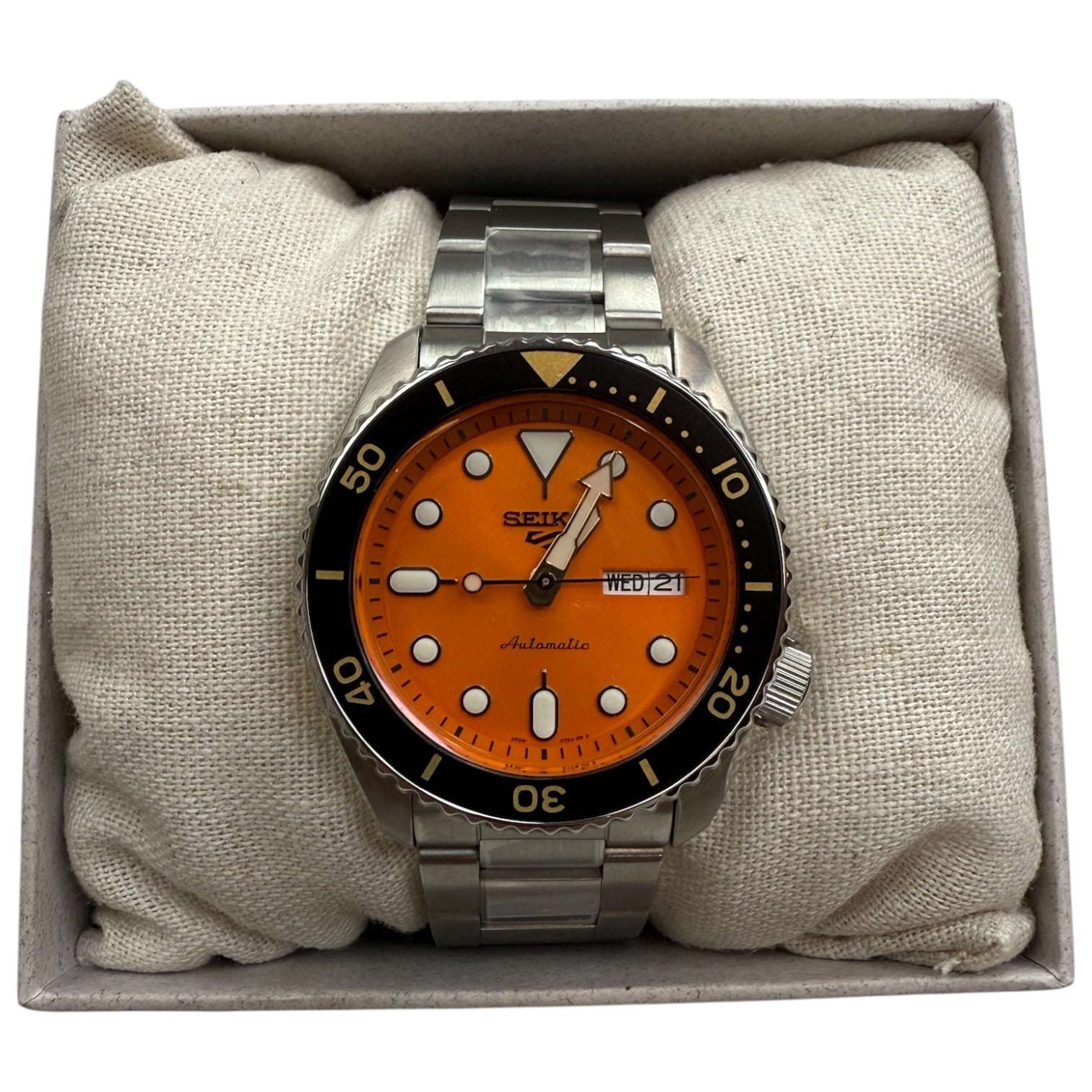 Seiko 5 Sports SRPD59 Automatic Orange Dial Diver Watch