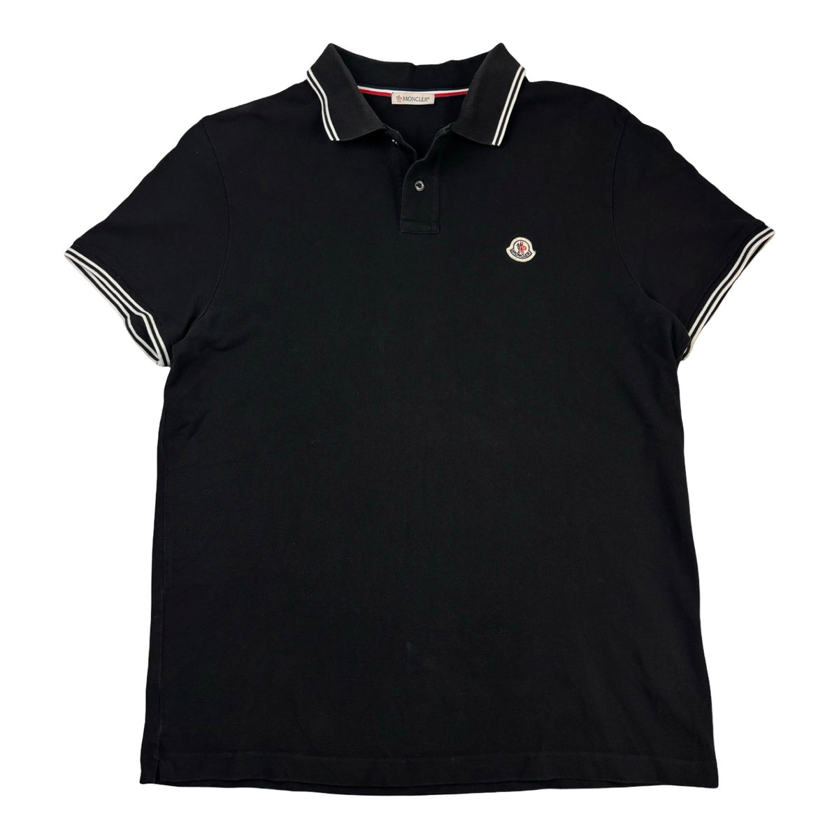 Moncler Logo Patch Striped Polo-Shirt Black