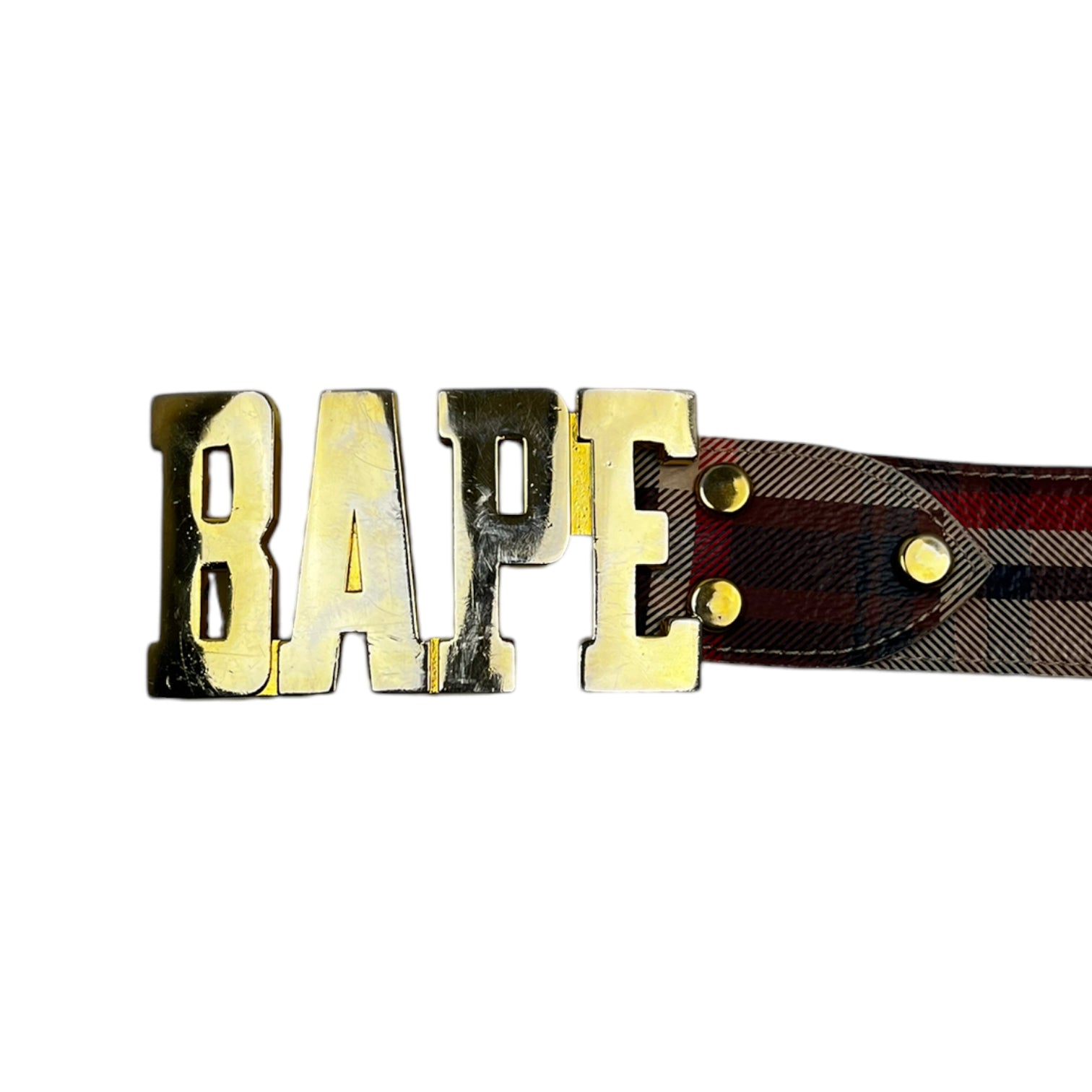 Bape 2009 Plaid Belt Gold Buckle