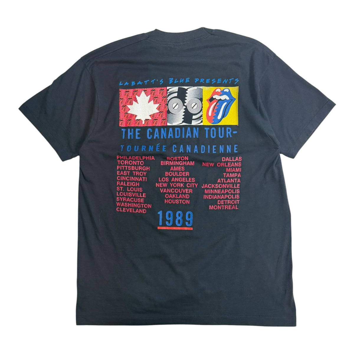 Vintage Rolling Stones Steel Wheels 1989 Tour T-Shirt Black