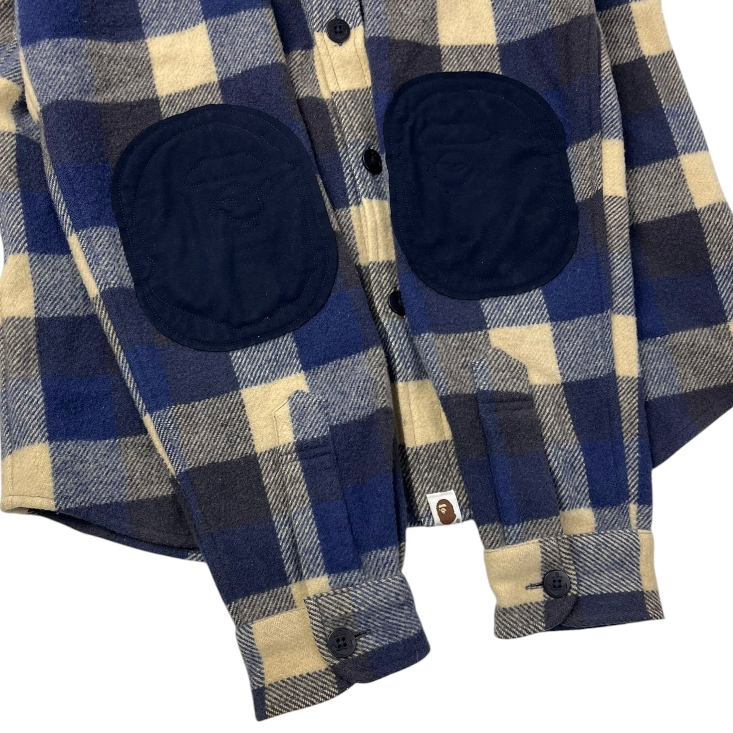 BAPE Wool Checkered Button Shirt Navy/Cream