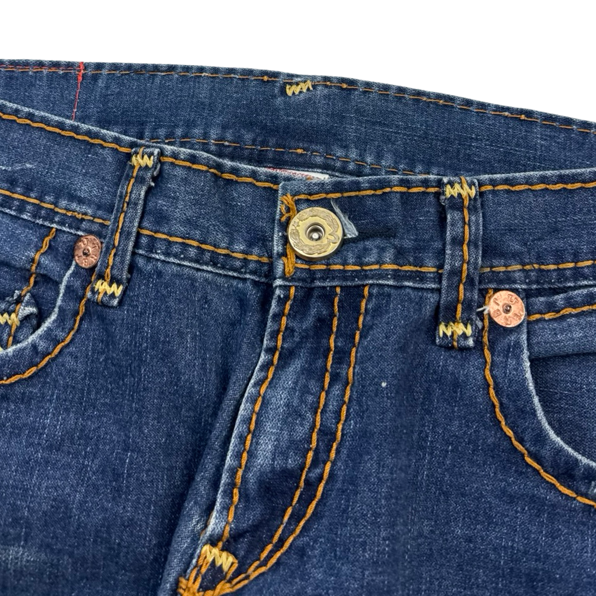 Y2K True Religion Sketch Embroider Denim Bottoms Dark Blue