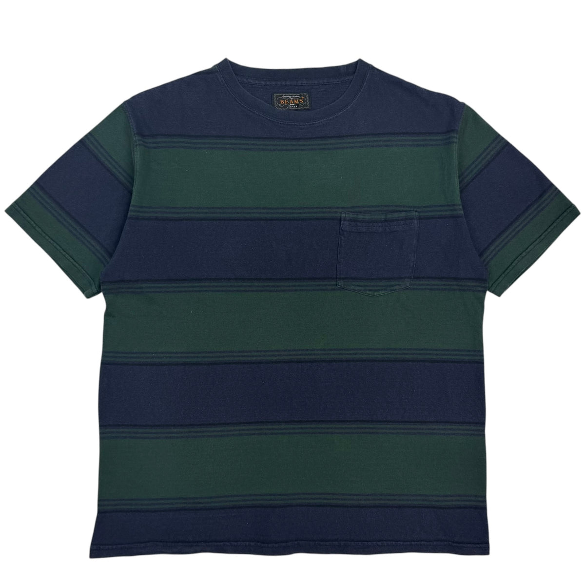 Beams Japan Striped Pocket Tee Navy/Green