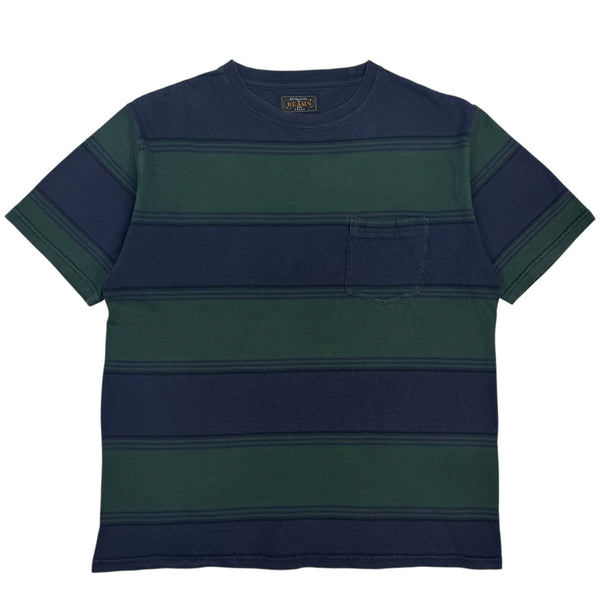 Beams Japan Striped Pocket Tee Navy/Green