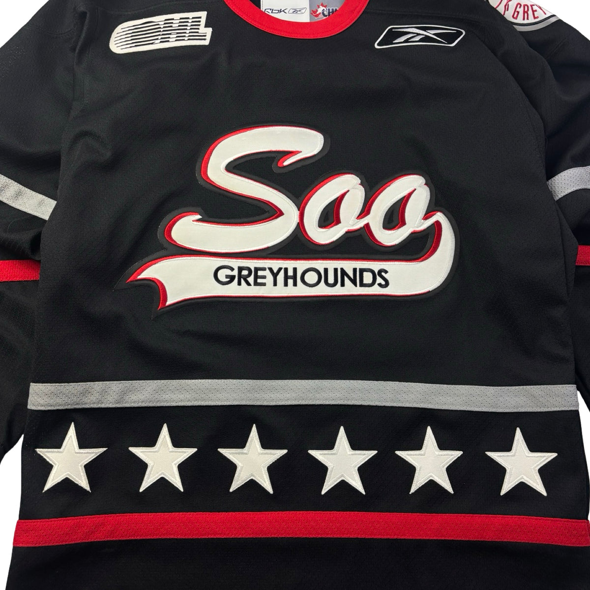 Vintage Reebok Sault Ste. Marie Greyhounds Ontario OHL Alternate Jersey Black/Red