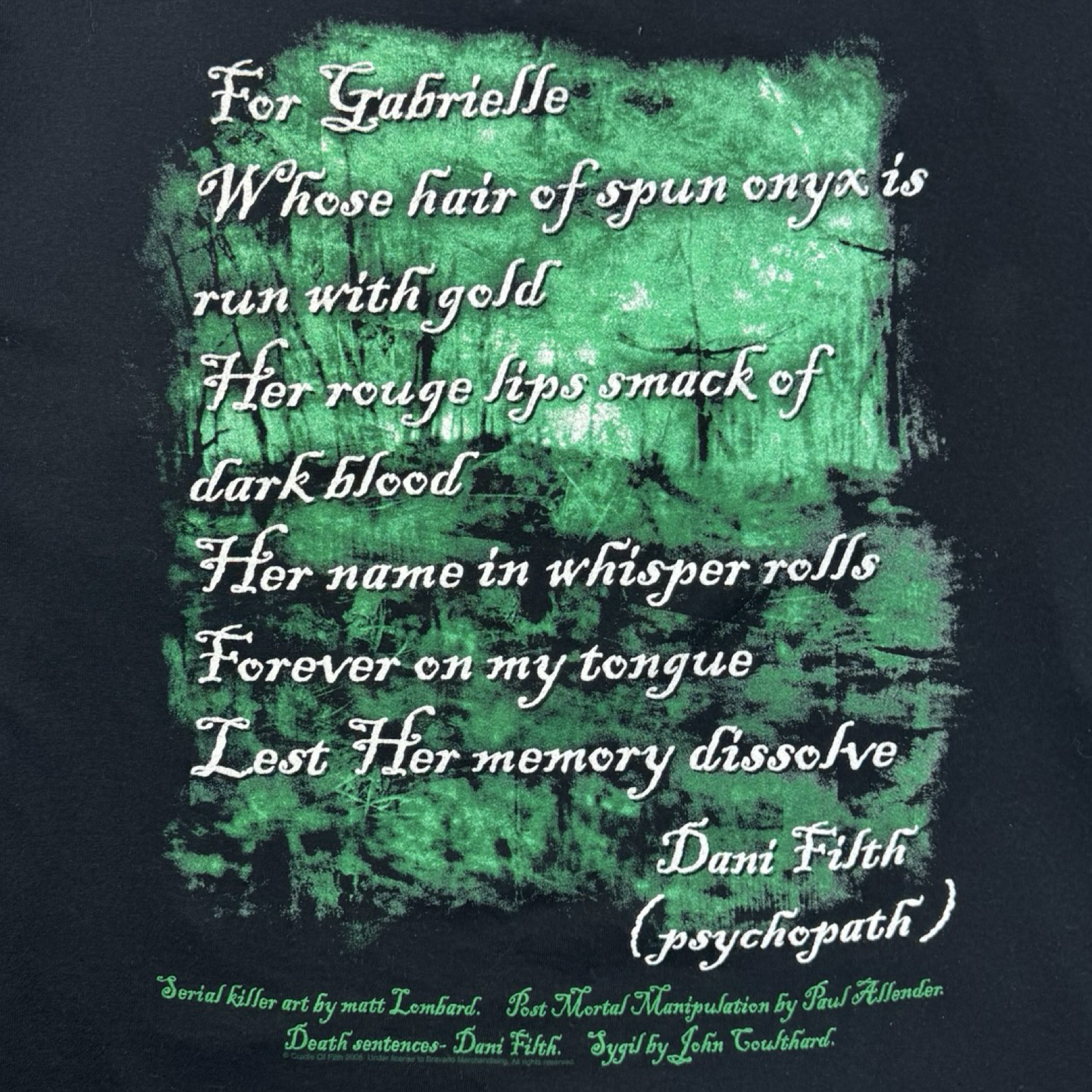 2005 Cradle Of Filth Gabriel Metal Longsleeve T-Shirt