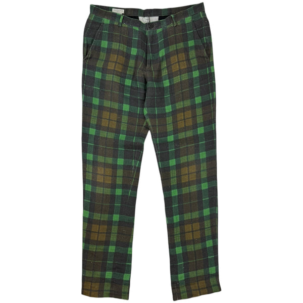 Dries Van Noten Tartan Linen Pants Green