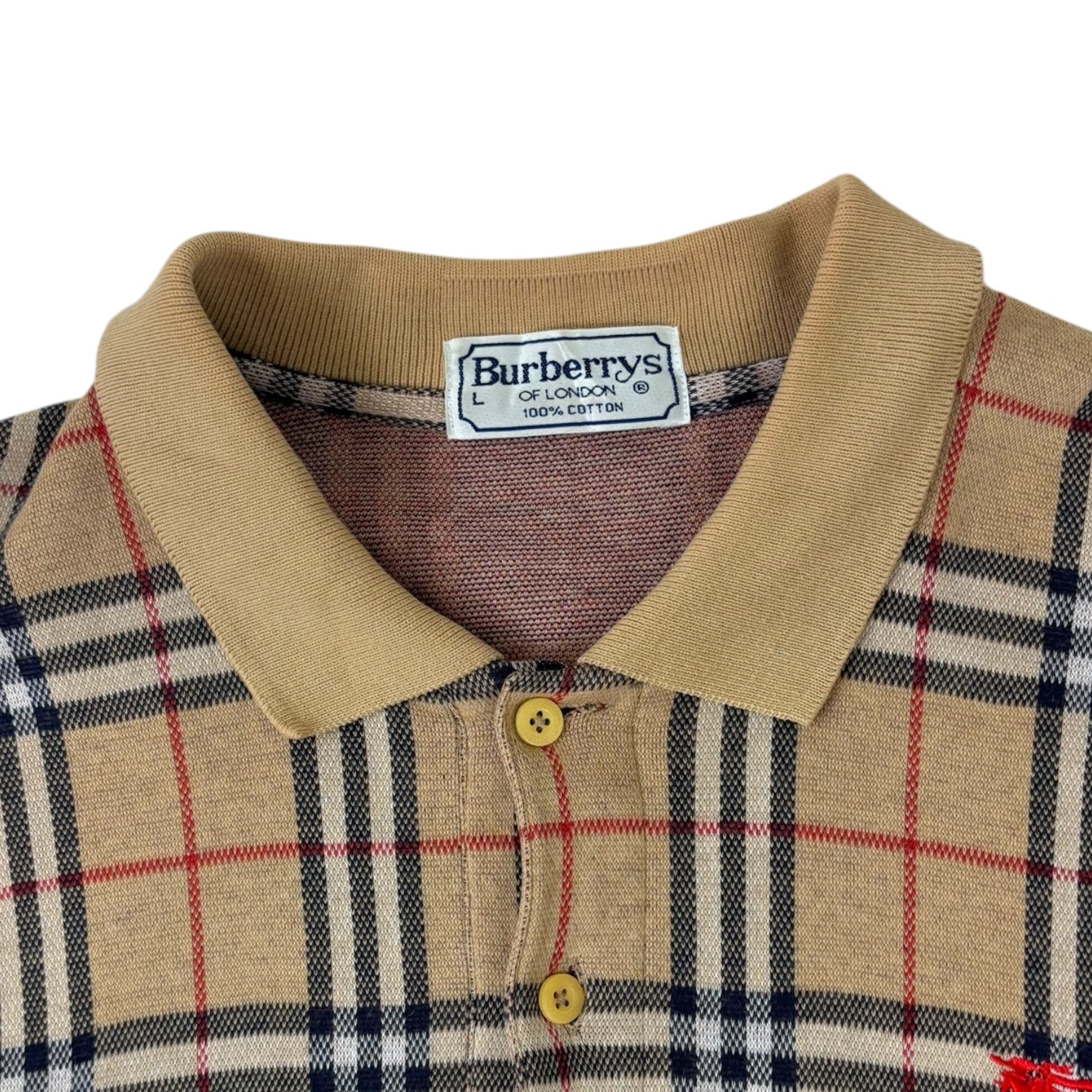 Burberrys of London Nova Check Long Sleeve Polo Tan