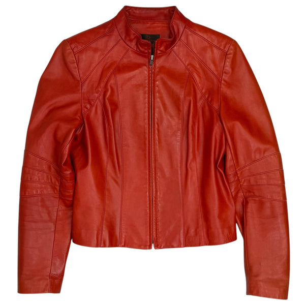 (W) Vintage Danier Leather Racing Jacket Red