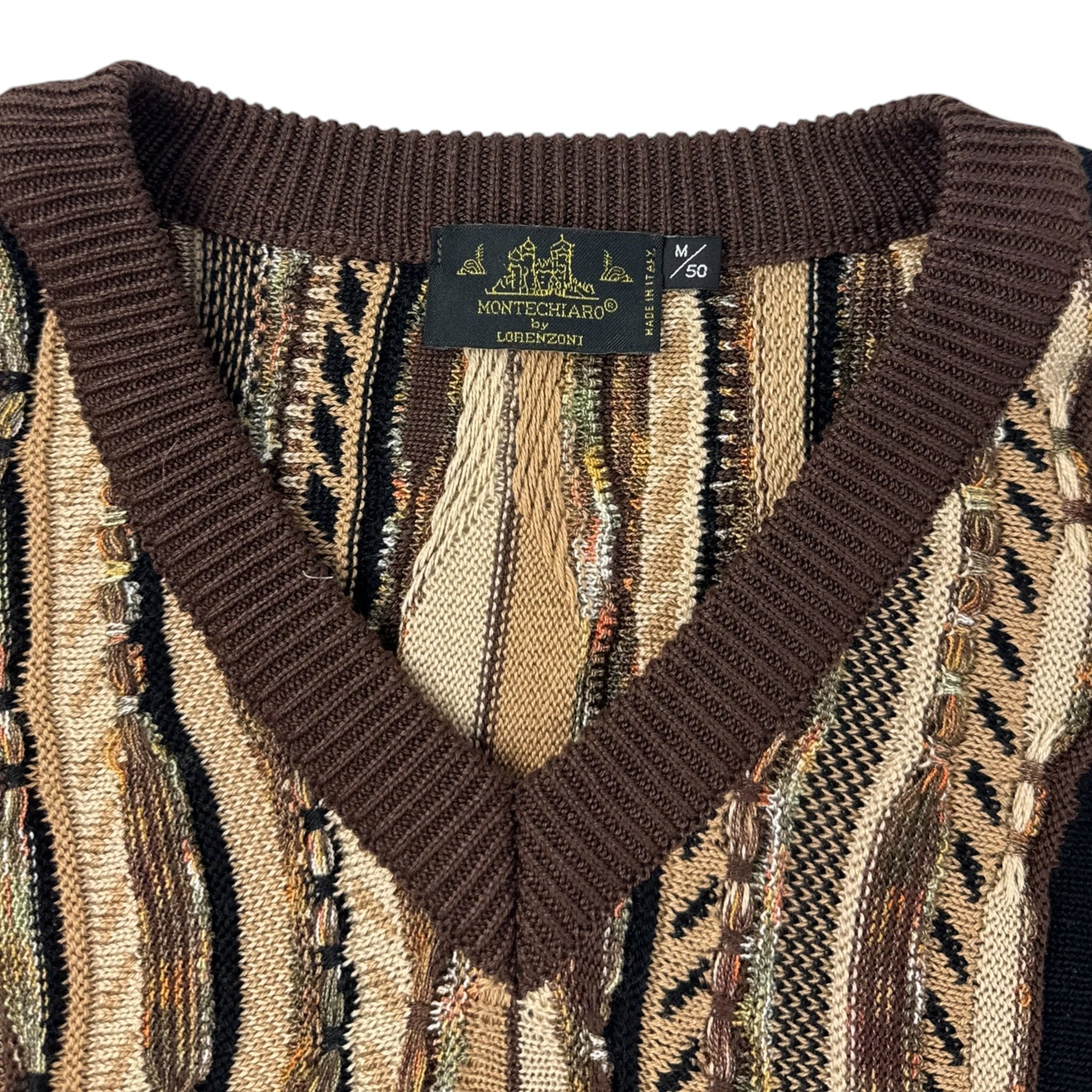 Vintage Montechiaro 3D Knit V-Neck Sweater