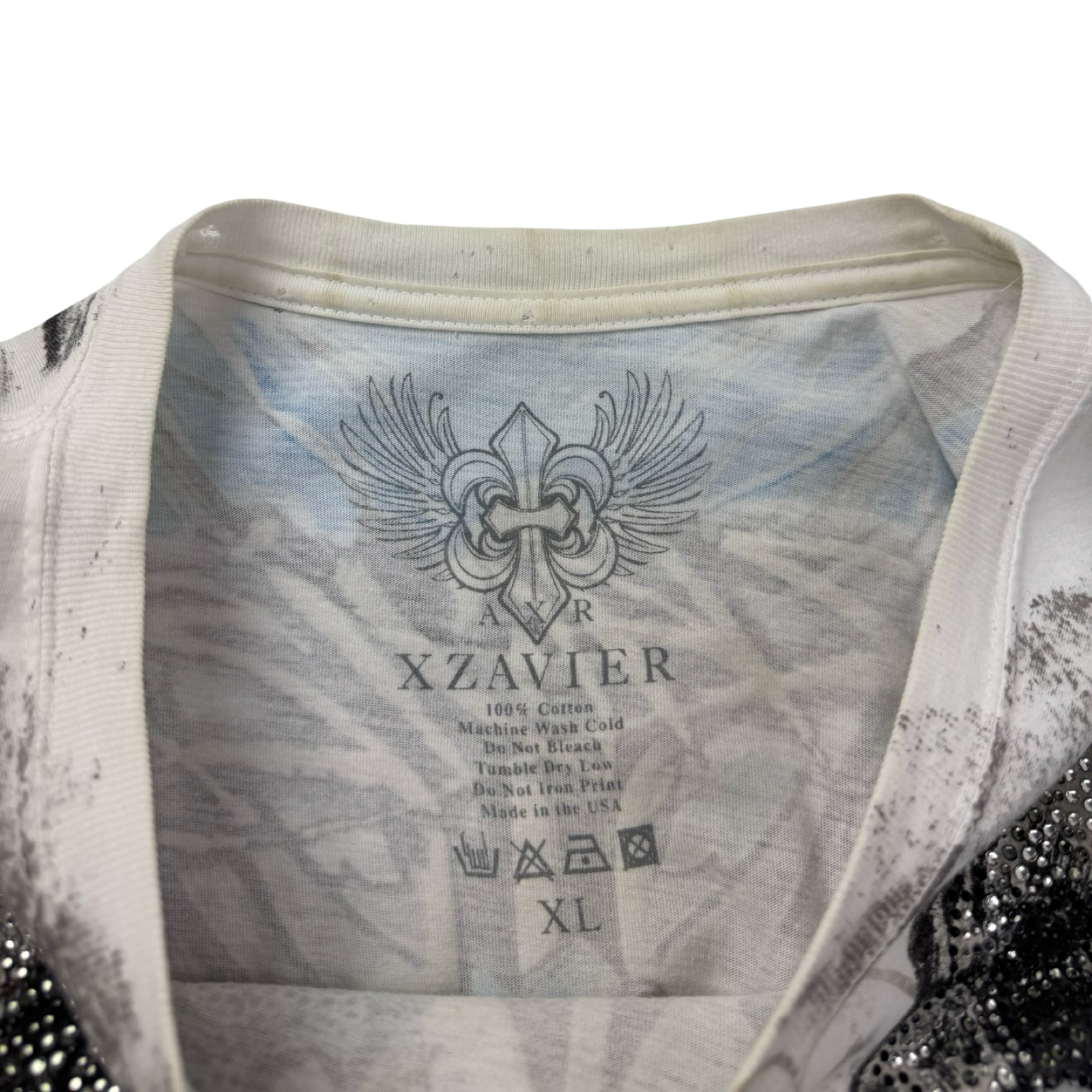 Vintage Y2K Xzavier Screaming Skulls Rhinestone Cyber T-Shirt