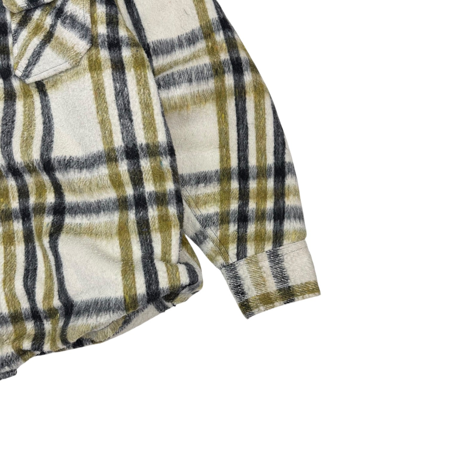 Vintage Plaid Flannel Button Up Shirt White/Brown