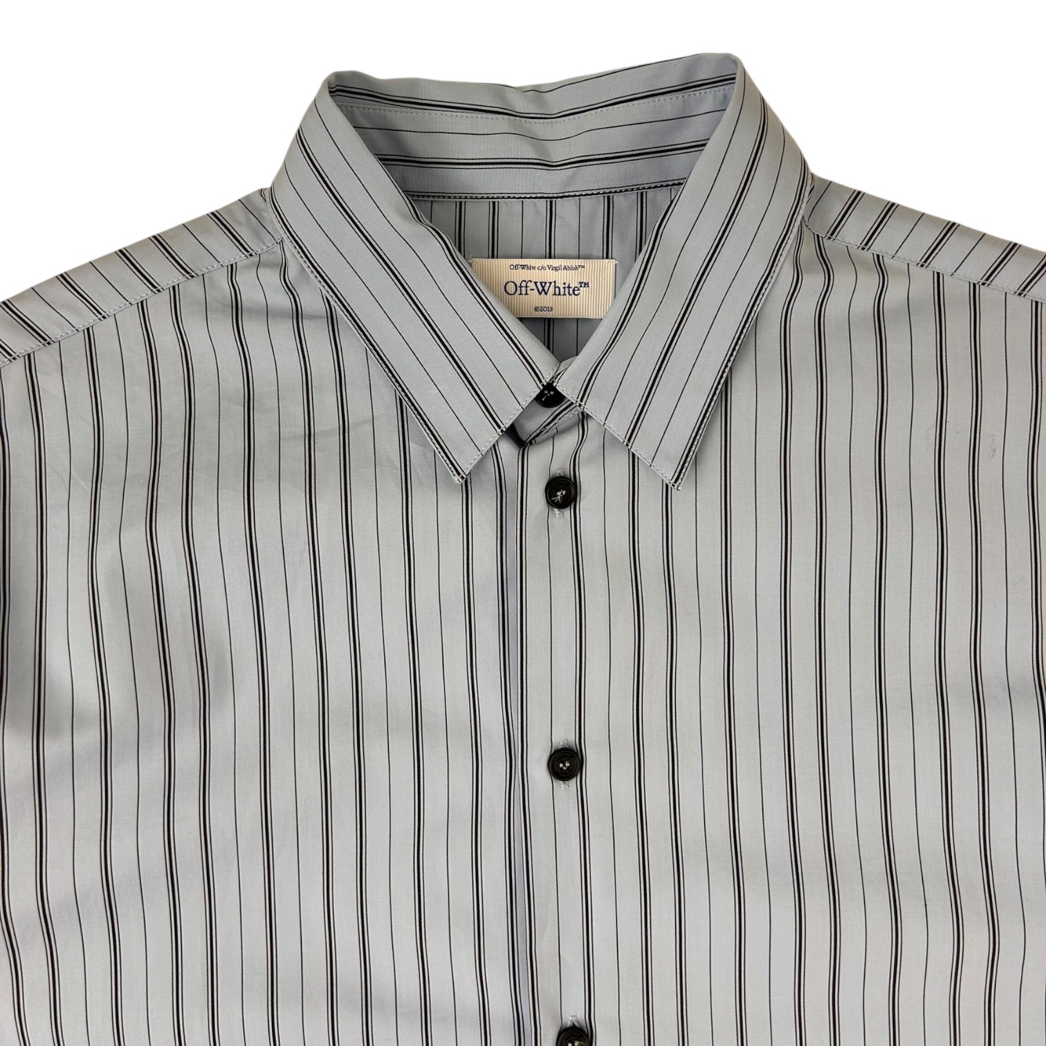 Off-White Pinstripe Button Up Shirt Light Blue