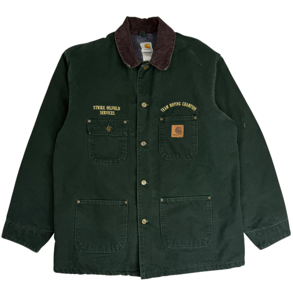 Vintage Carhartt Chore Embroidered Blanket Lined Jacket Green
