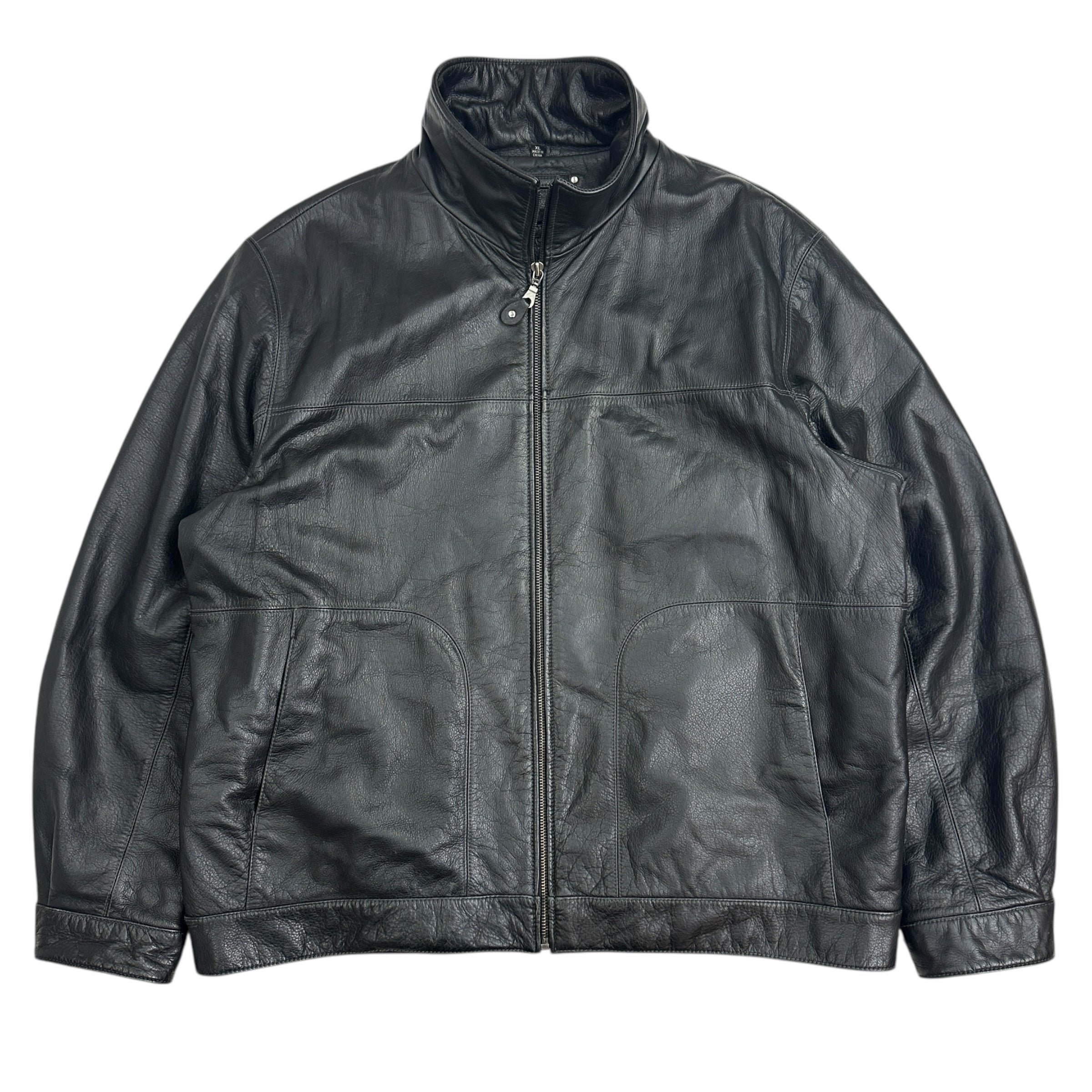 Vintage Britches Leather Bomber Jacket Black