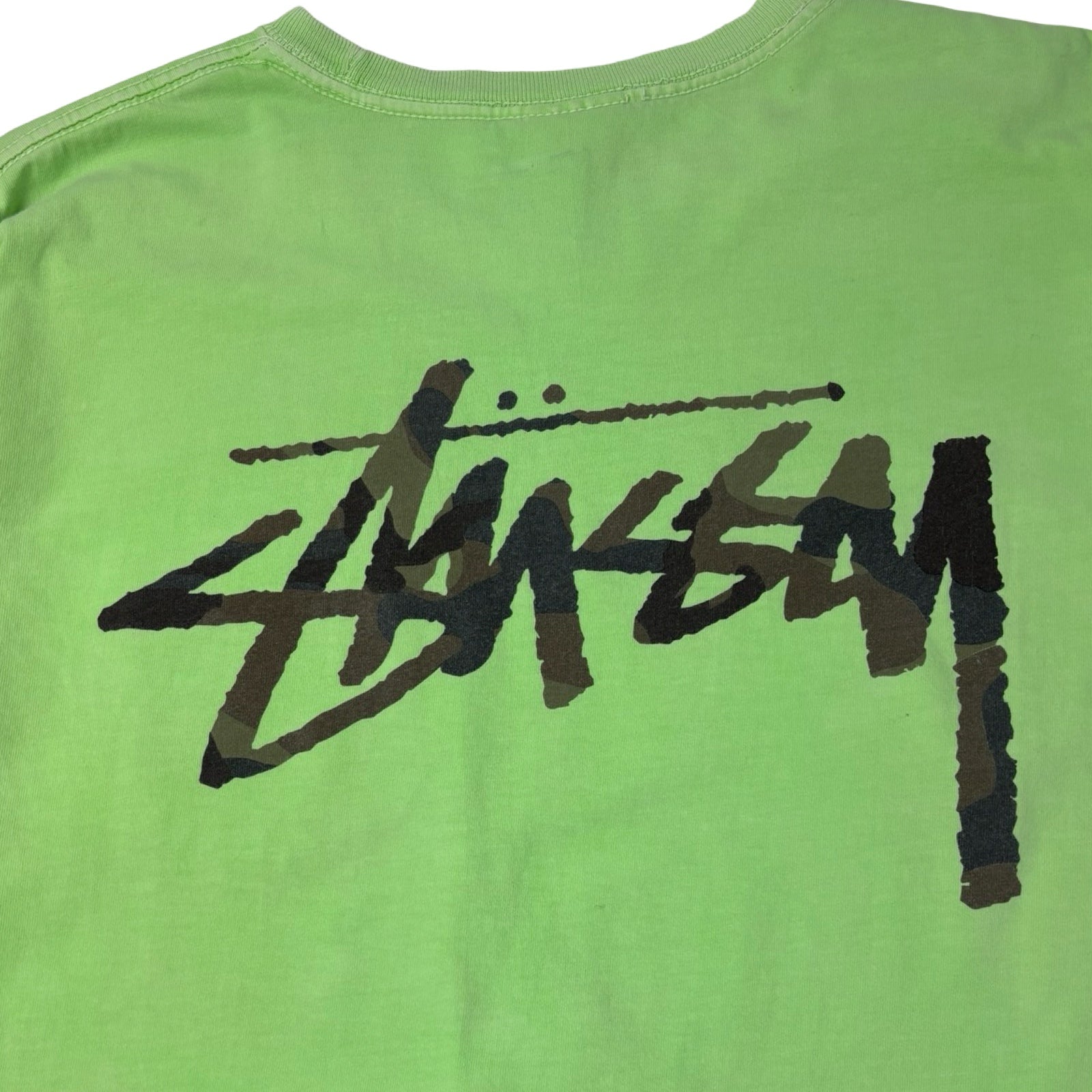 Stussy Camo Script Pocket L/S Tee Lime Green
