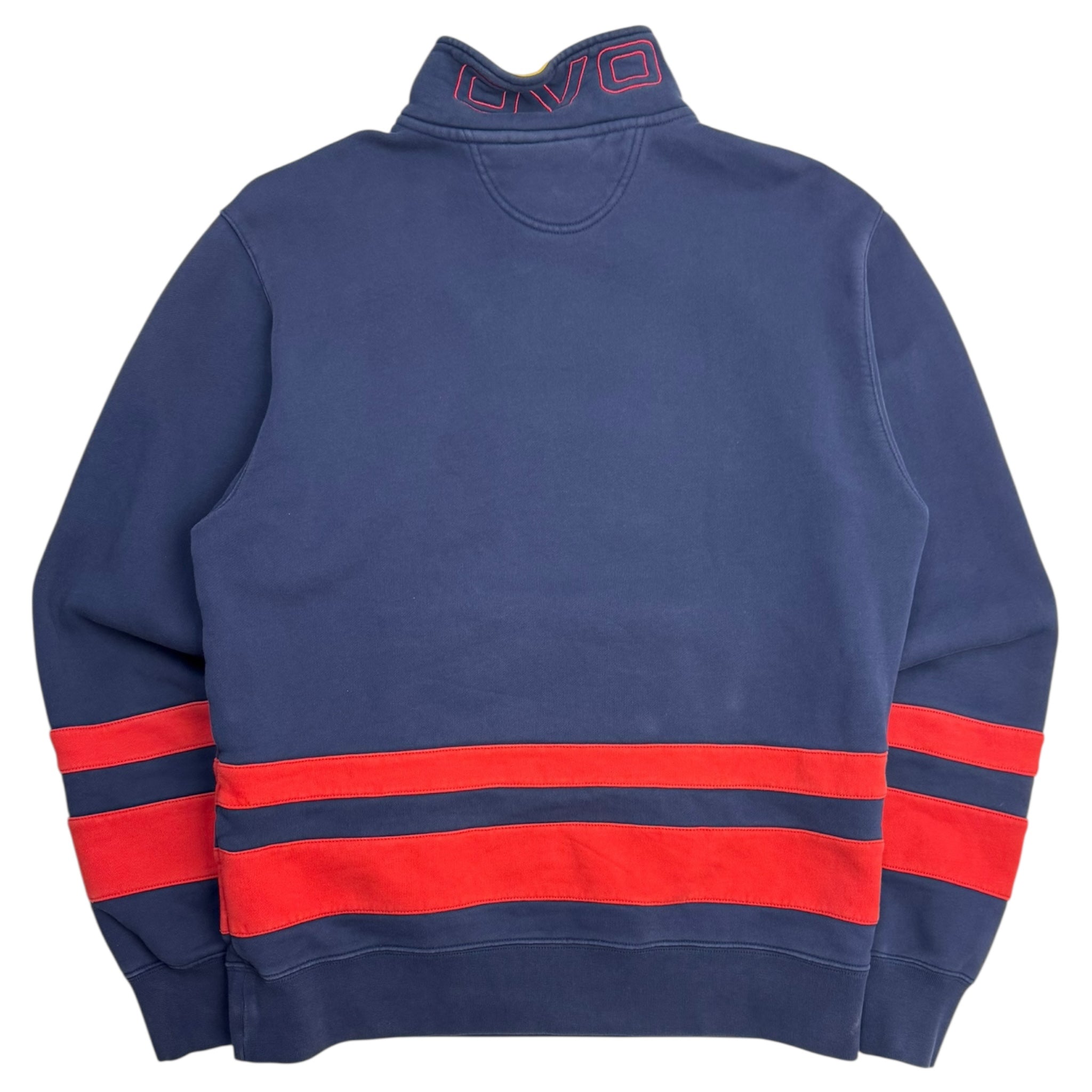OVO Striped Quarter Zip Sweater Navy
