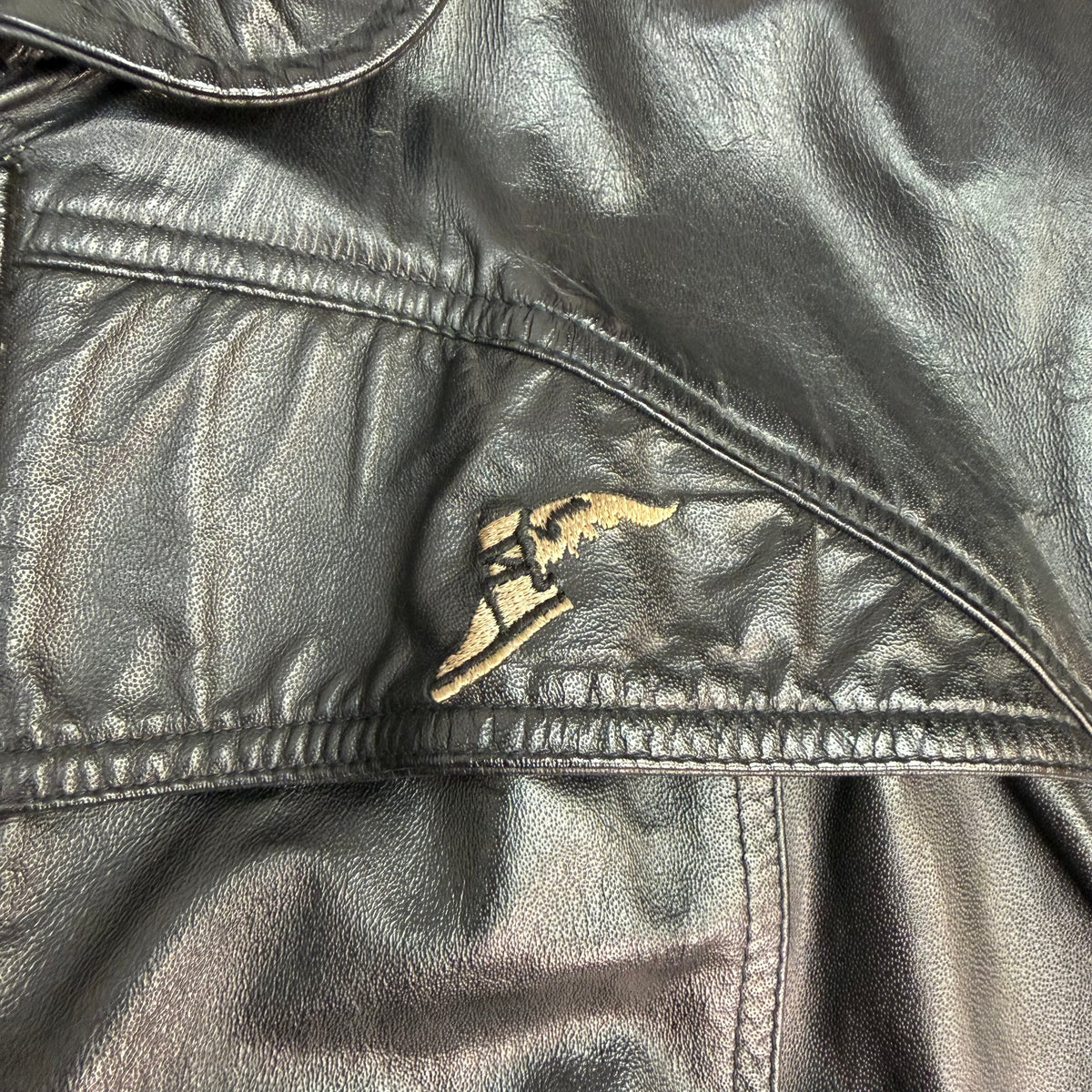 Vintage Winged Boot Leather Jacket Black