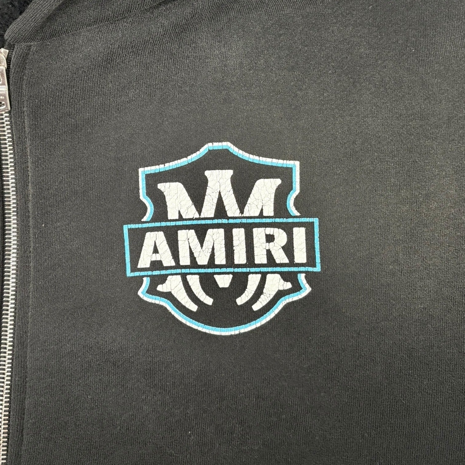 Amiri MA Flames Zip Hoodie Faded Black