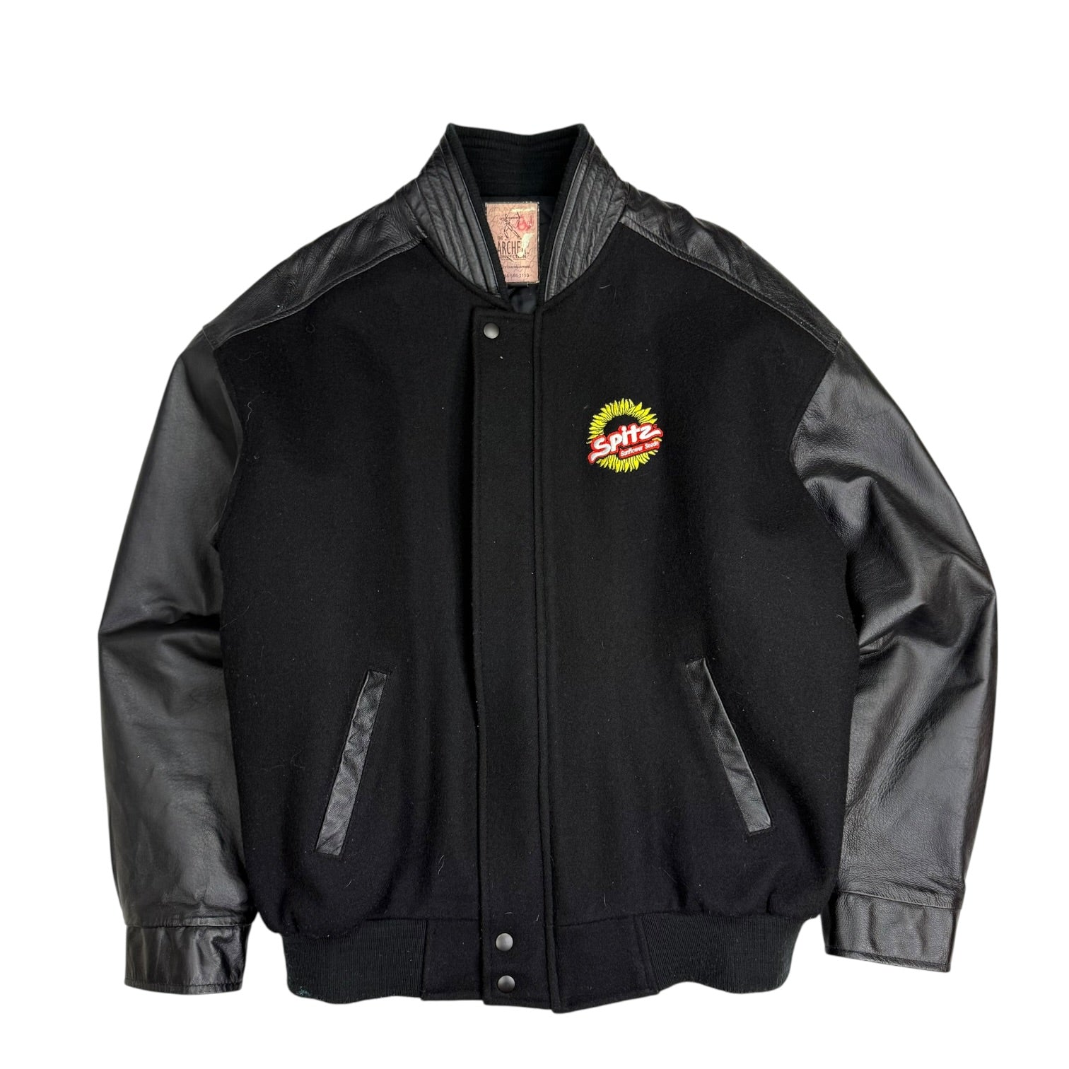 Vintage Spits Sunflower Seeds Bomber Jacket Black