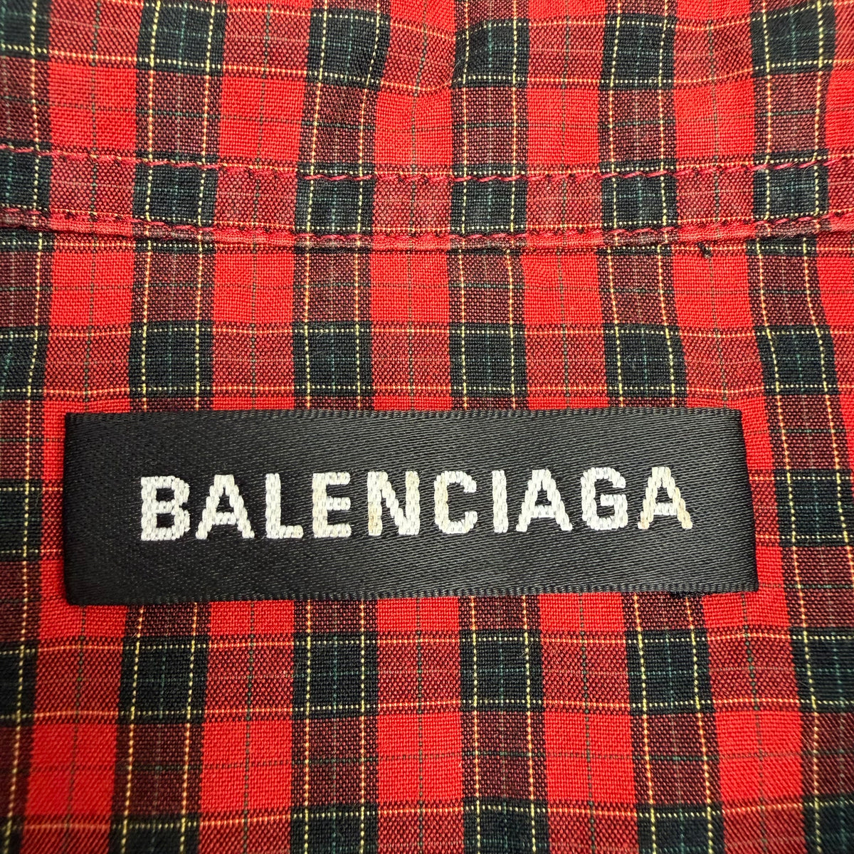 Balenciaga Plaid Button Up Shirt Red