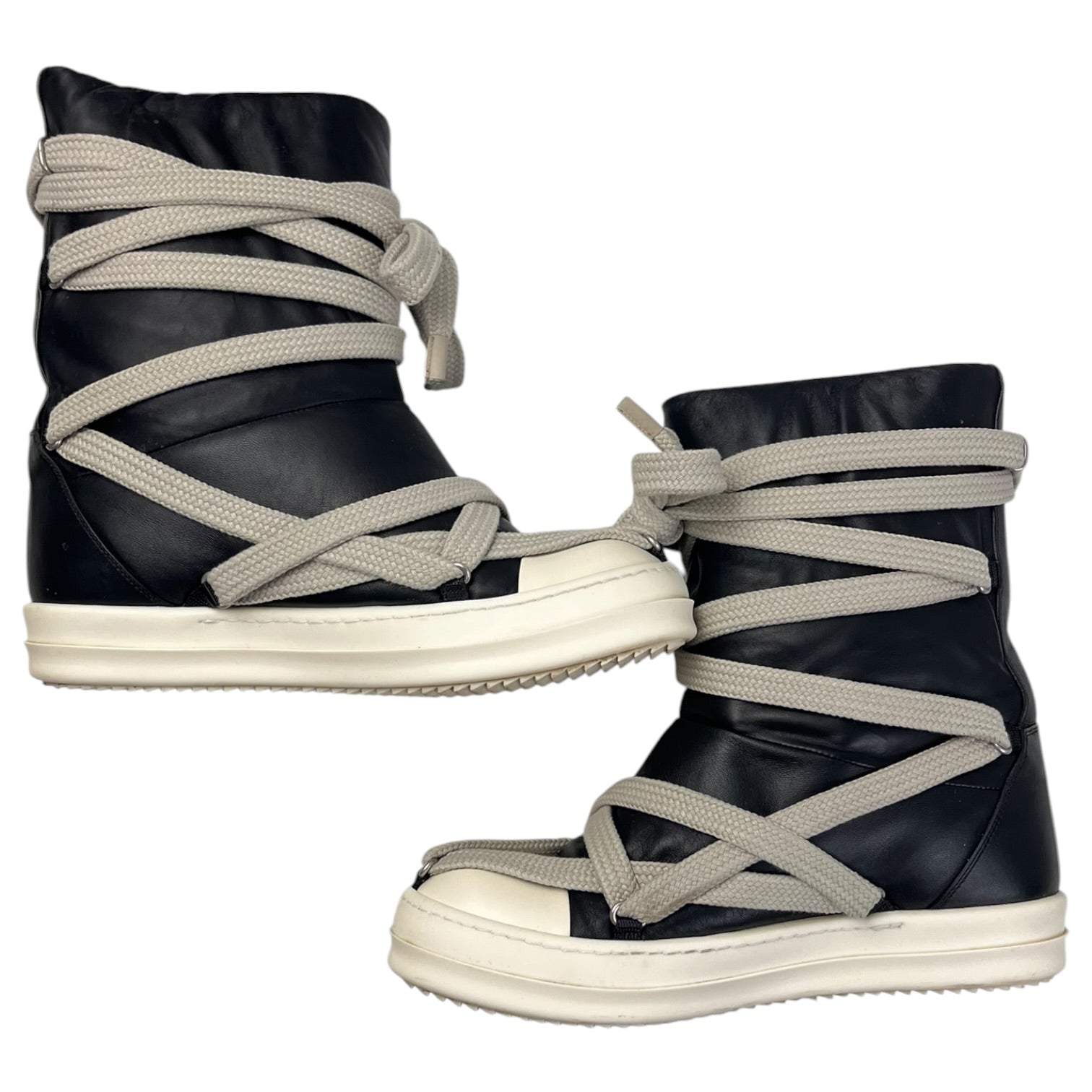 Rick Owens Jumbo Puffer Megalaced Boot Black/Milk (Used)