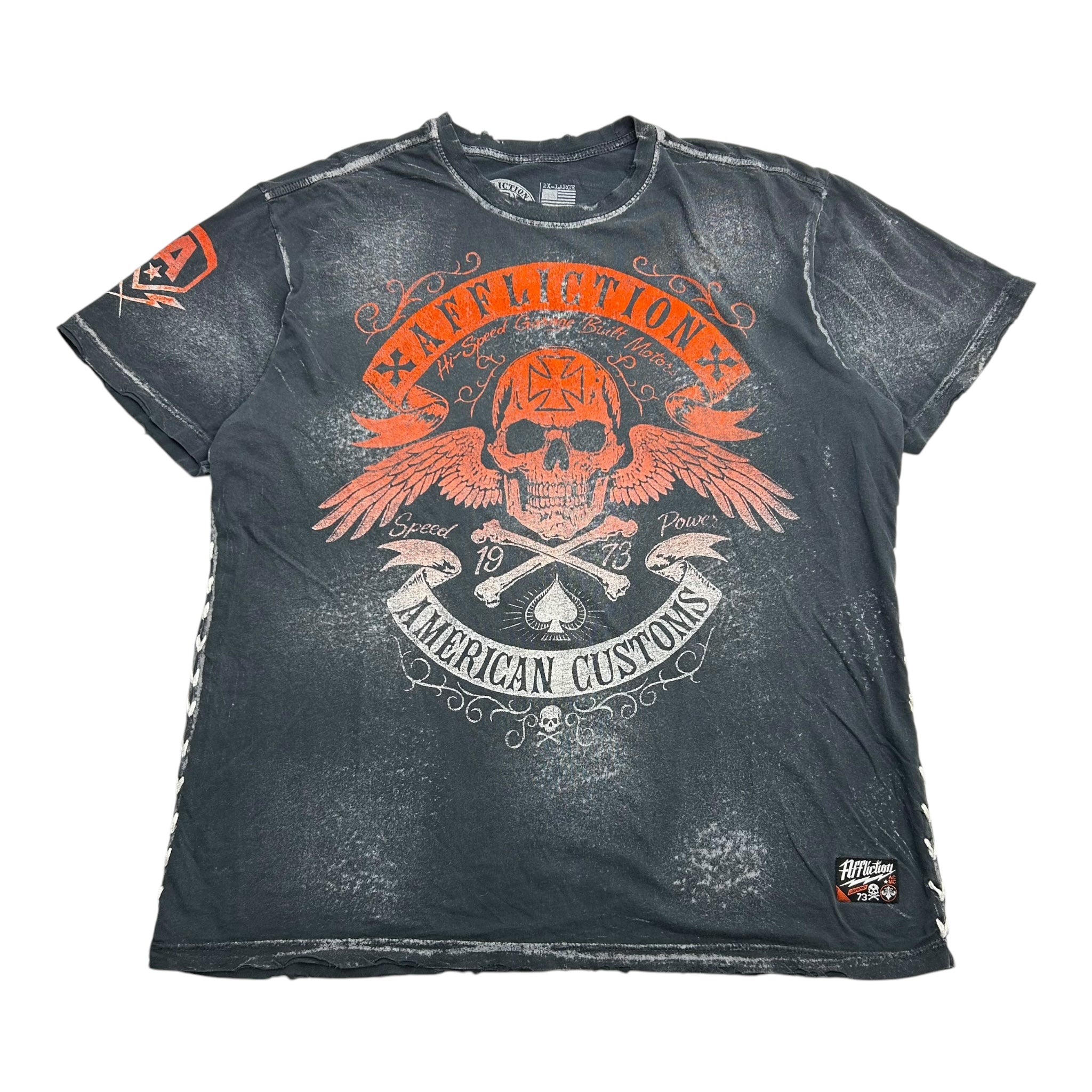 Vintage Y2K Affliction Skull Wings AOP Tee