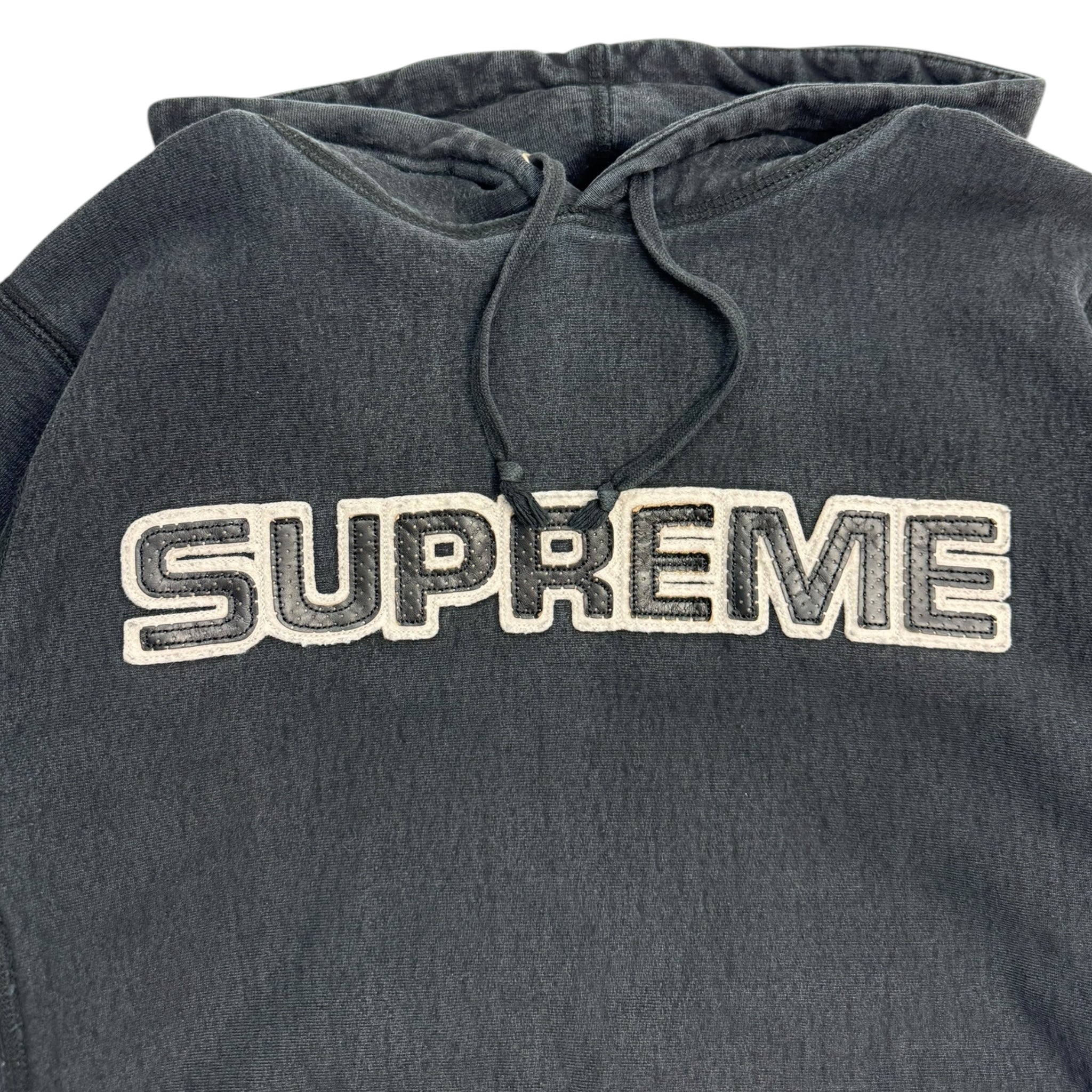 Supreme Perforated Leather Hooded Sweatshirt Black