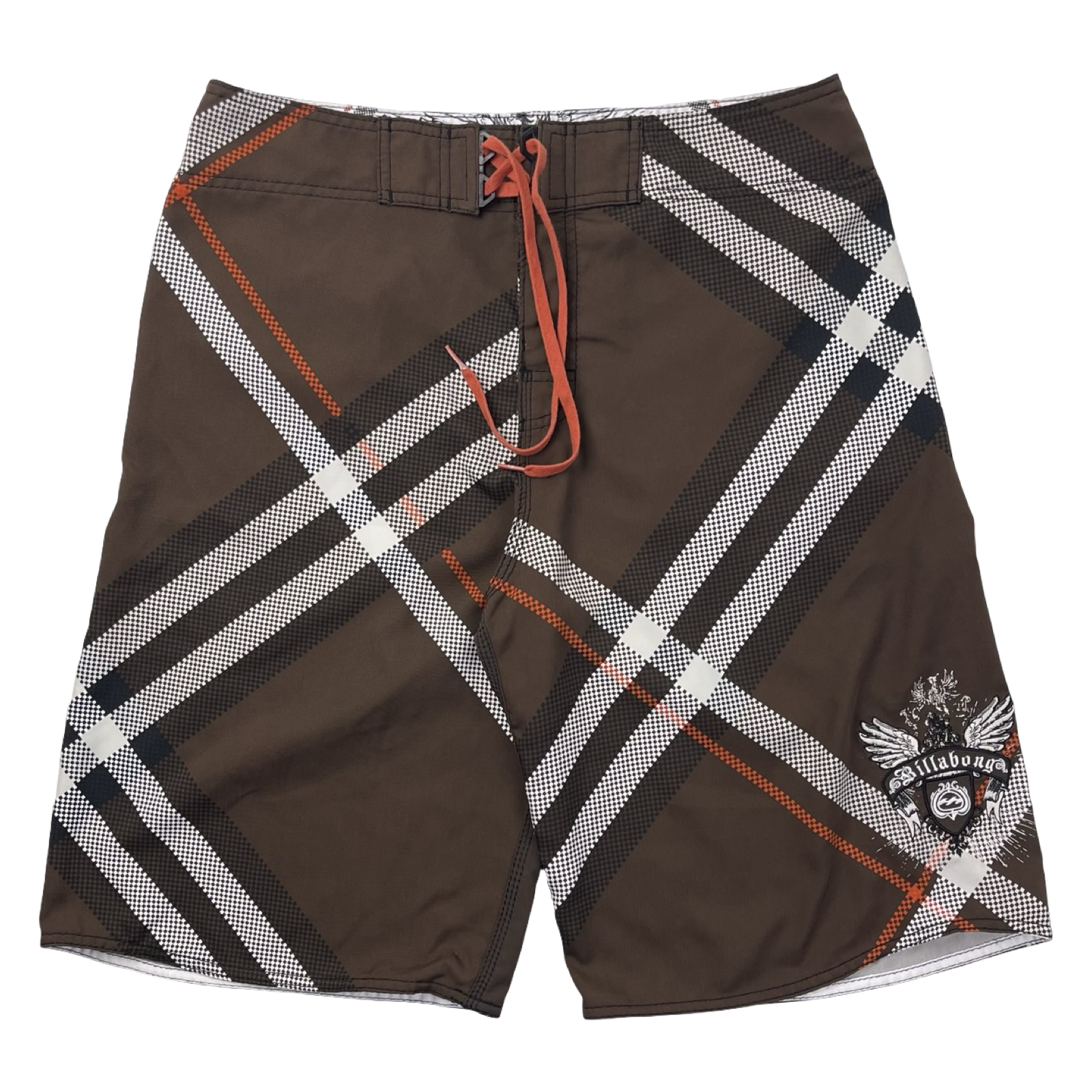 Vintage Y2K Billabong Plaid Board Shorts Brown