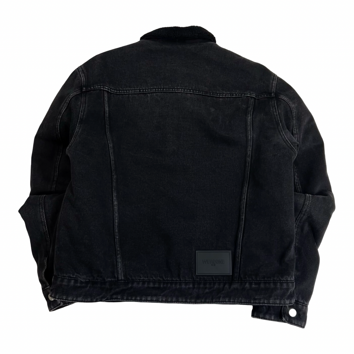 We11done Sherpa Lined Denim Trucker Jacket Black