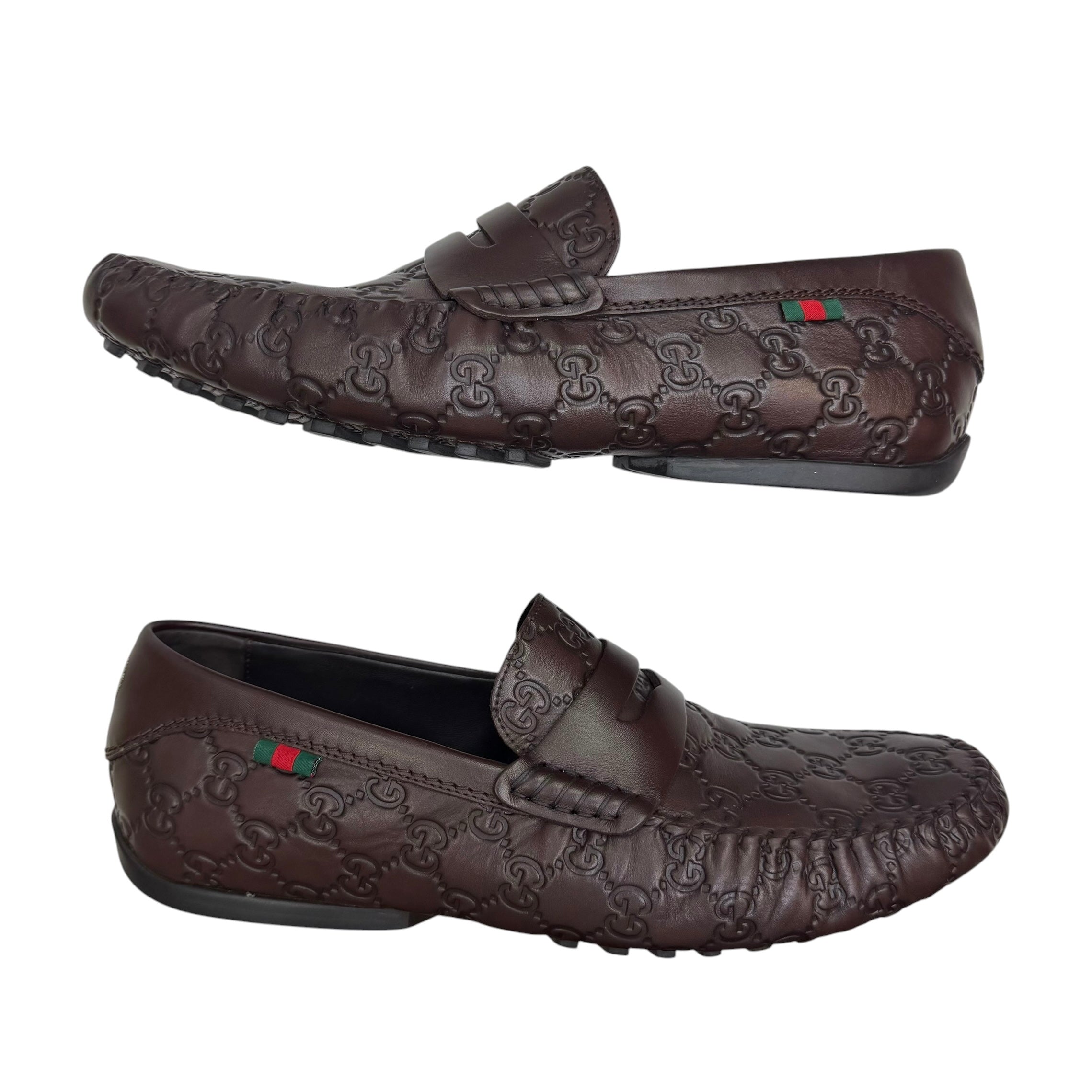 Vintage Gucci San Marino GG Leather Driving Loafers Chocolate