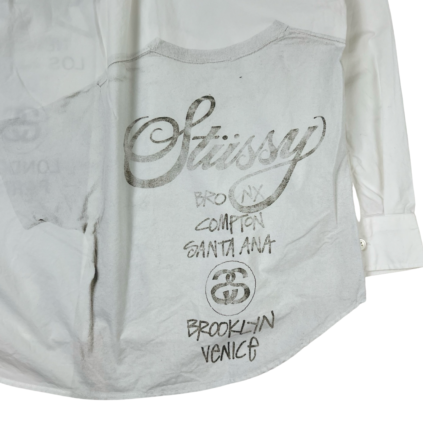 Stüssy World Tour Iconic City Button- Up Shirt White