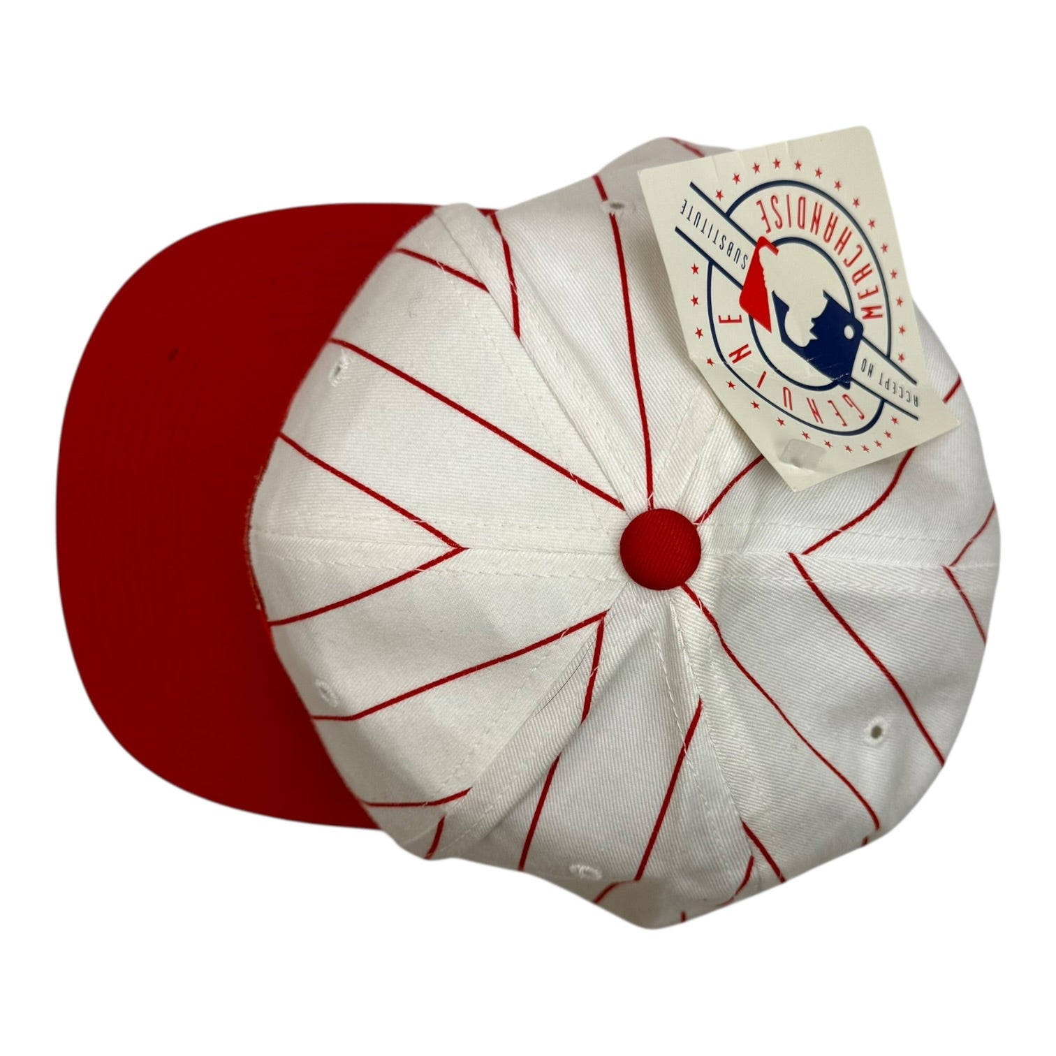 Vintage Cincinnati Reds Pin Stripe SnapBack Hat White/Red