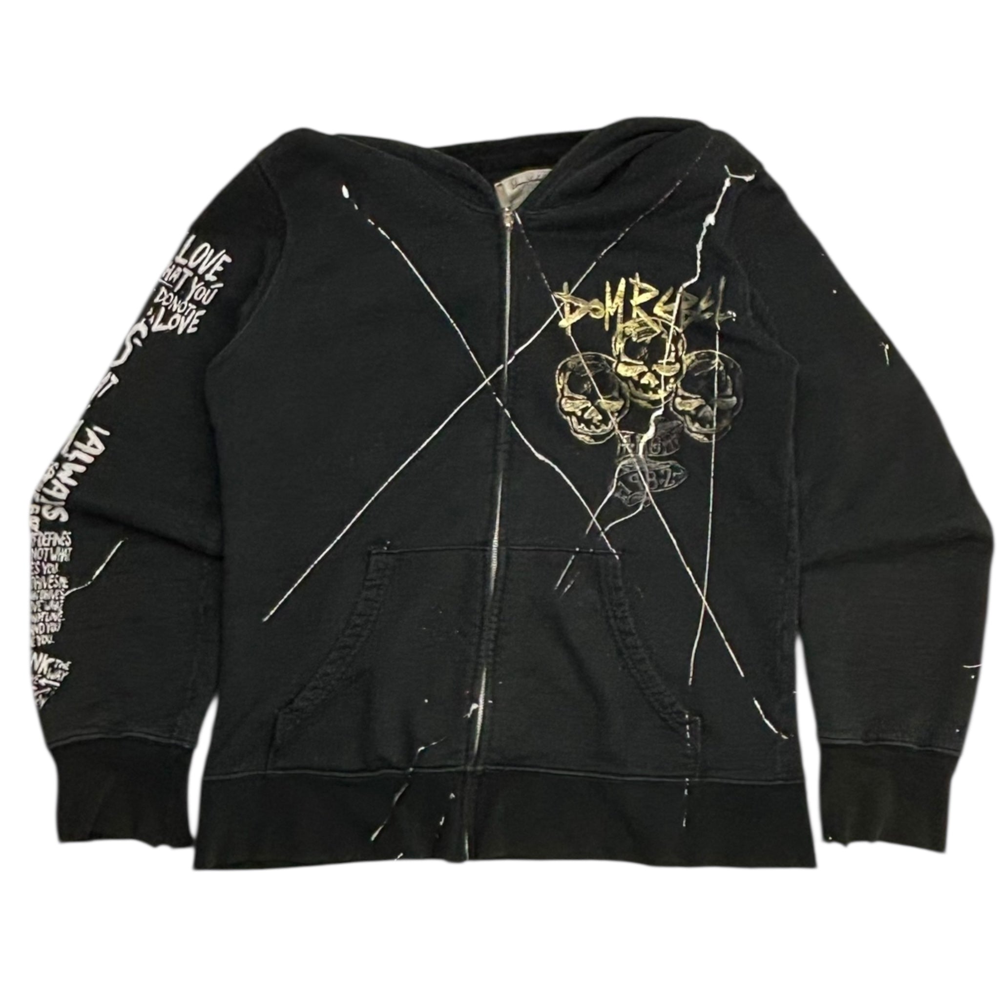 Vintage Y2K Dom Rebel Skull Pile Zip Hoodie