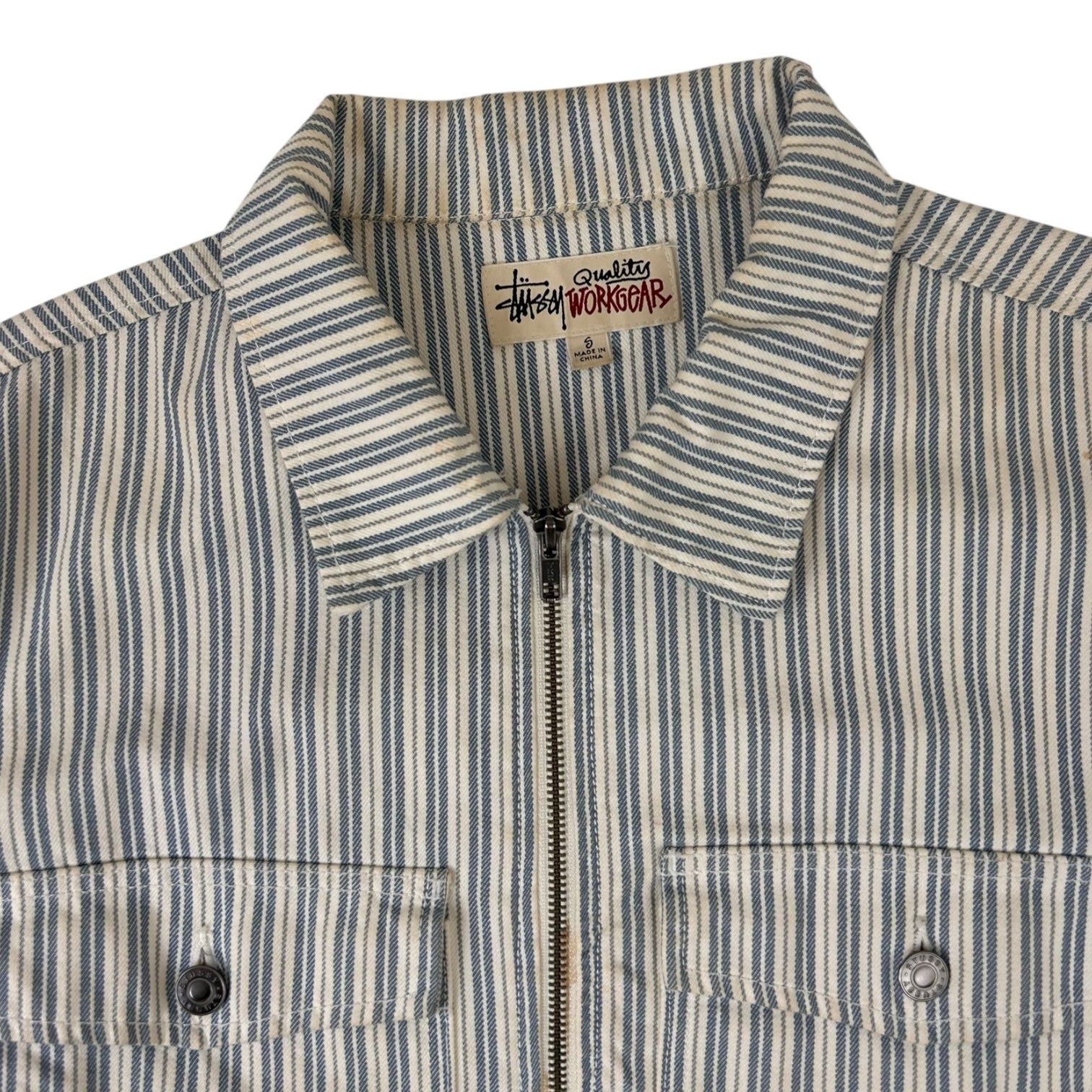 Stussy Striped Garage Jacket White