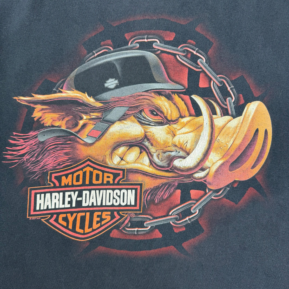 Vintage Harley Davidson Boar Olympia Tee Black
