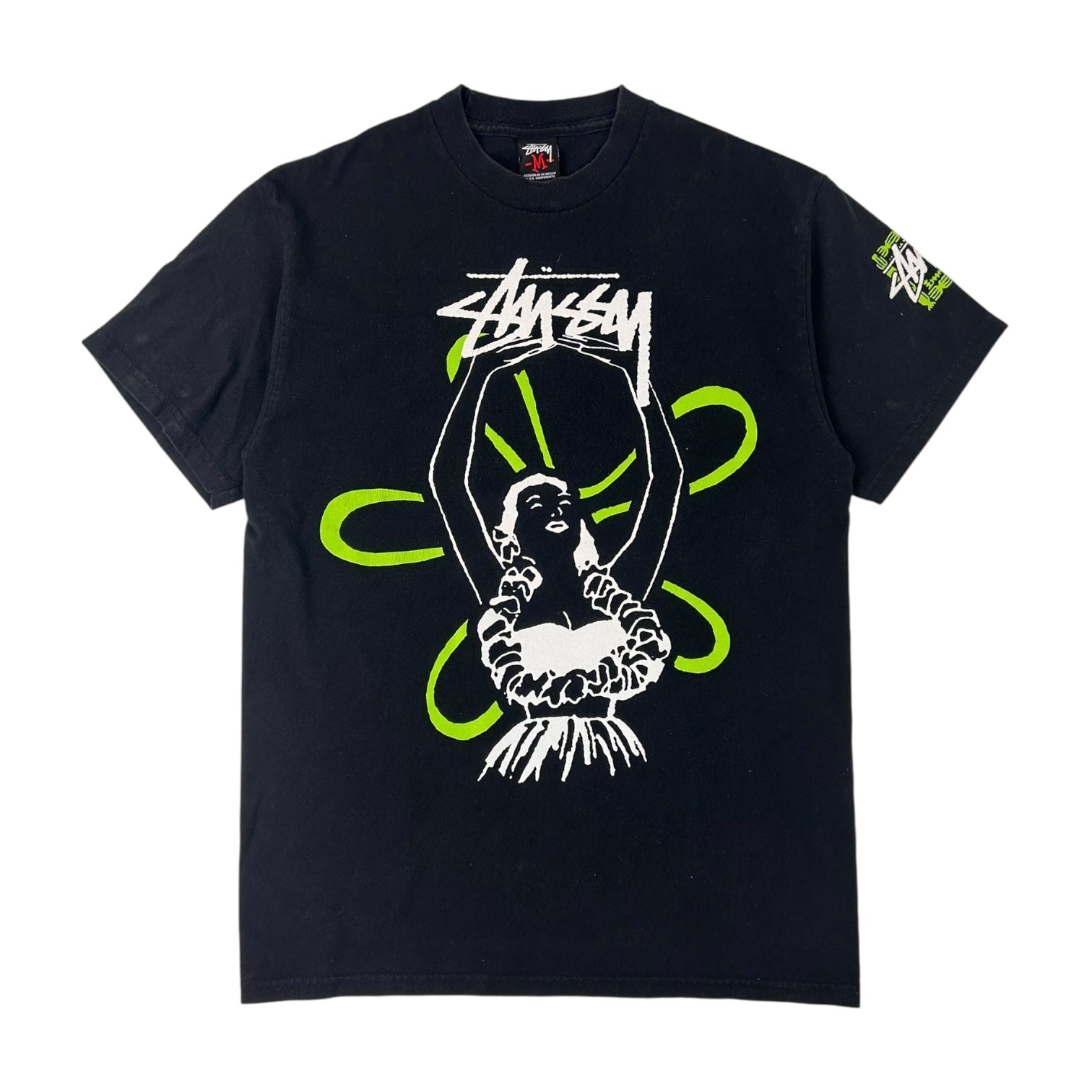 Vintage Stussy Aloha Graphic T-Shirt Black