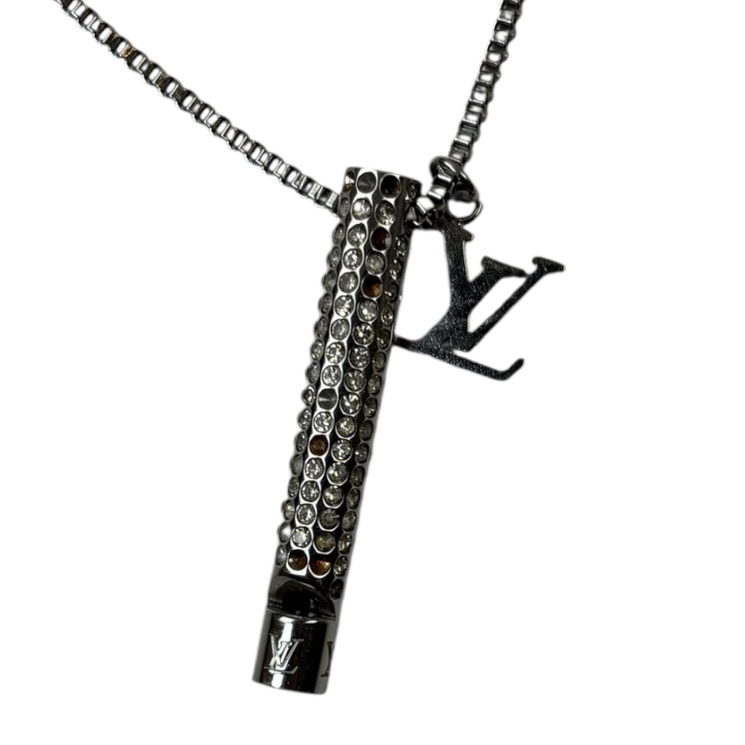 Louis Vuitton Whistle Chain Pendant Necklace Silver